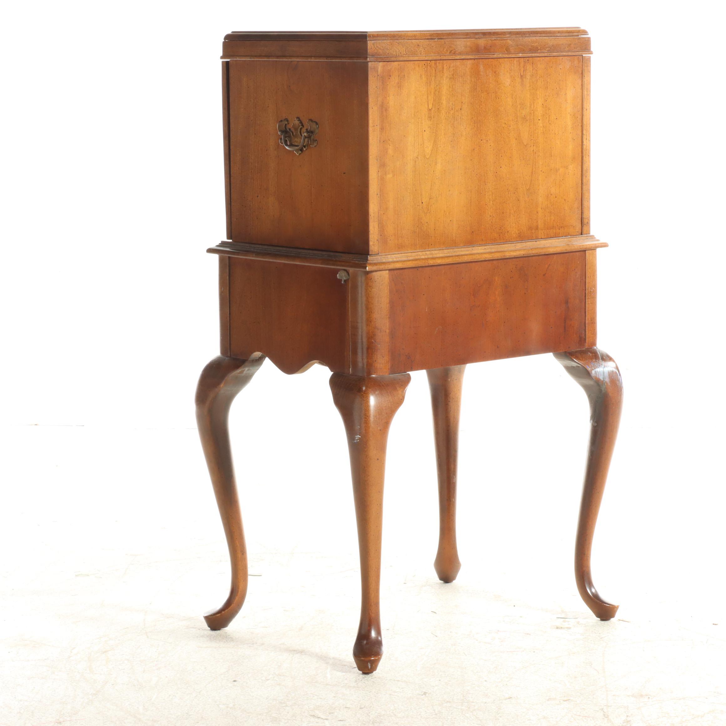 American Drew Queen Anne Style Cherry Silver Chest-on-Stand, Late 20th Century