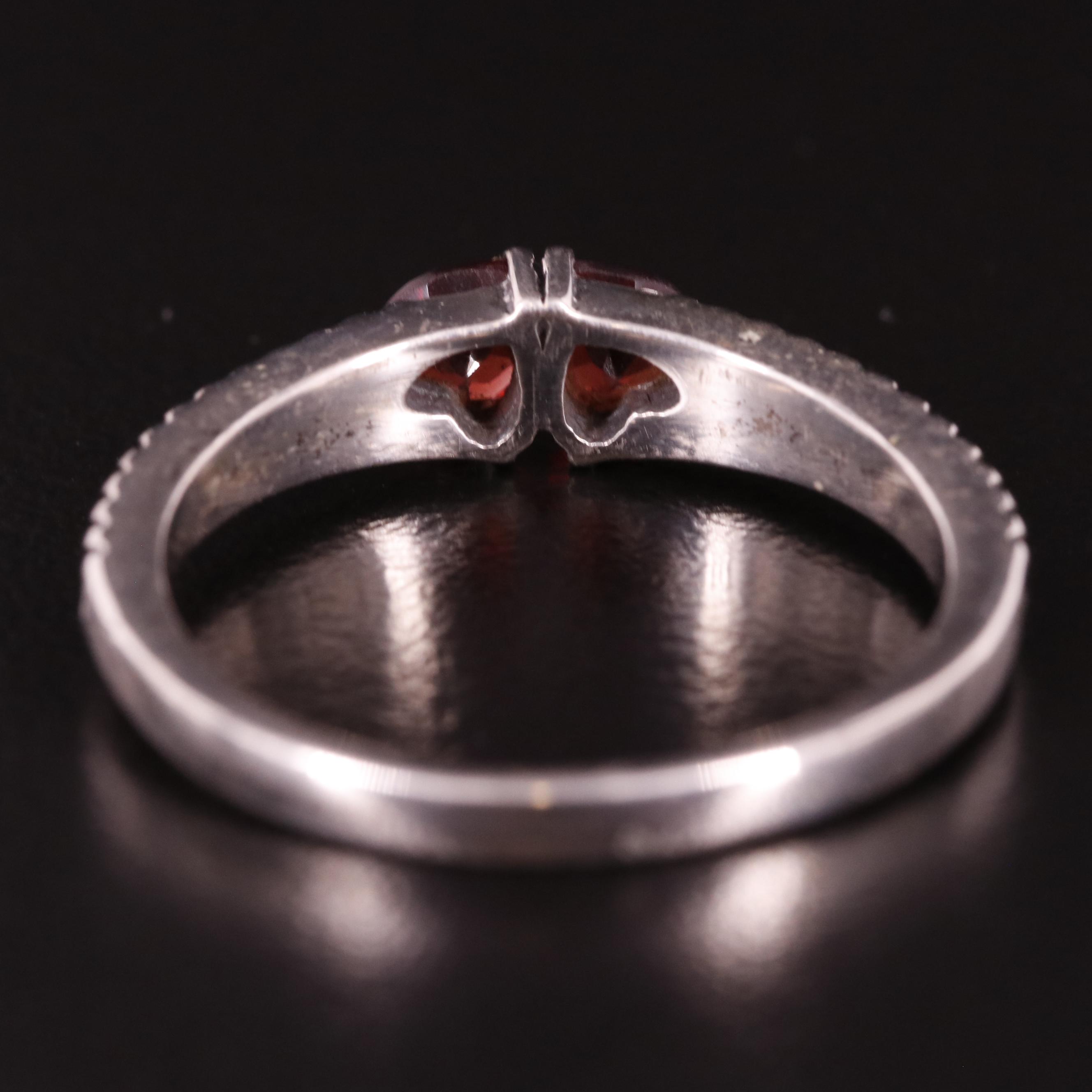 Sterling Garnet Textured Band Ring