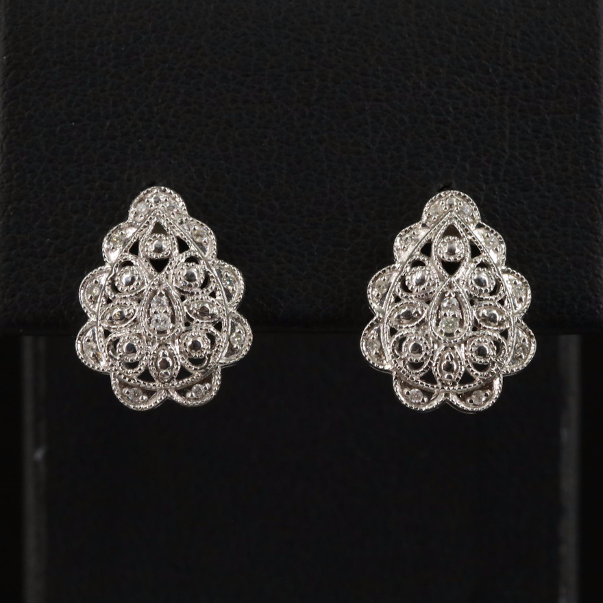 Sterling 0.10 CTW Diamond Drop Earrings