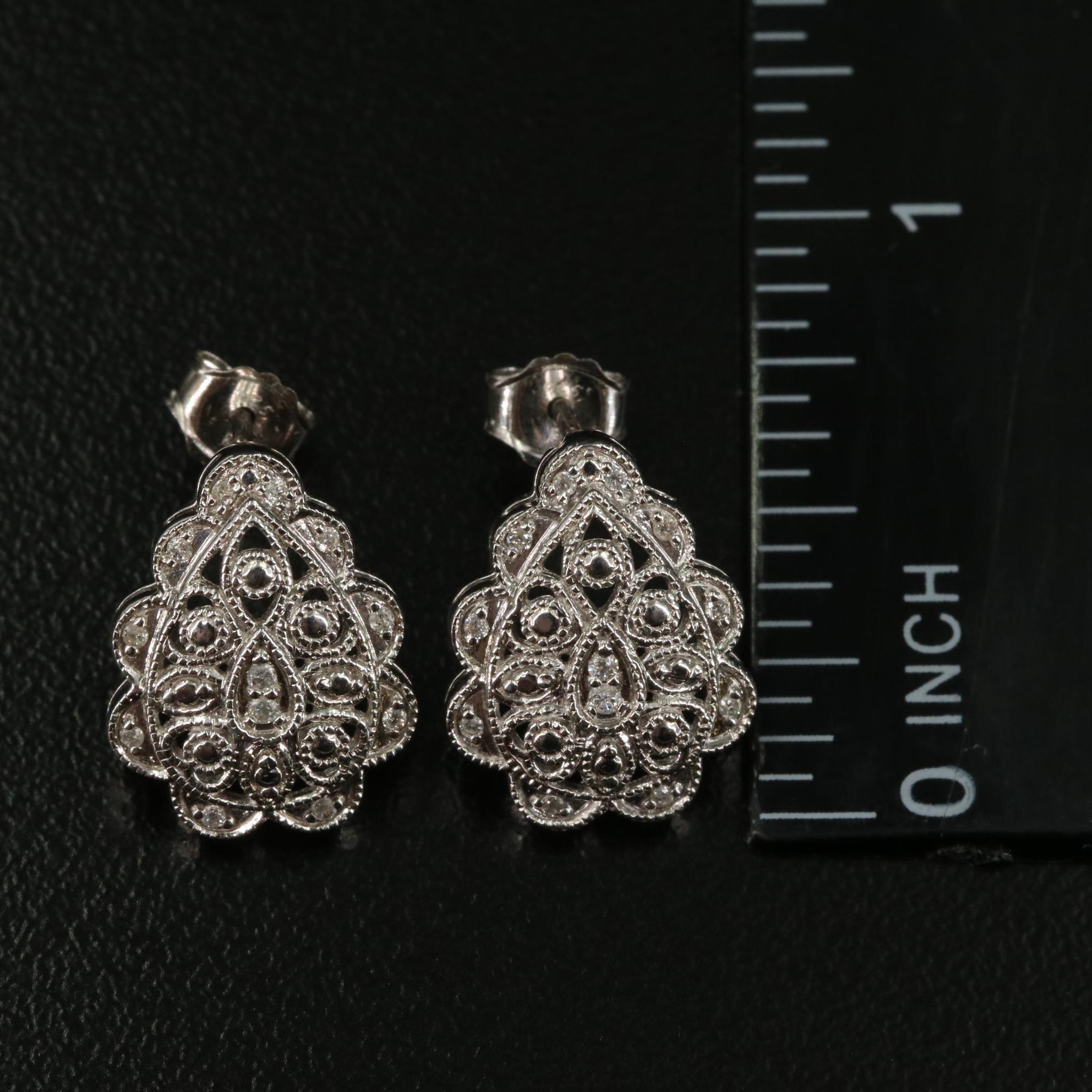Sterling 0.10 CTW Diamond Drop Earrings