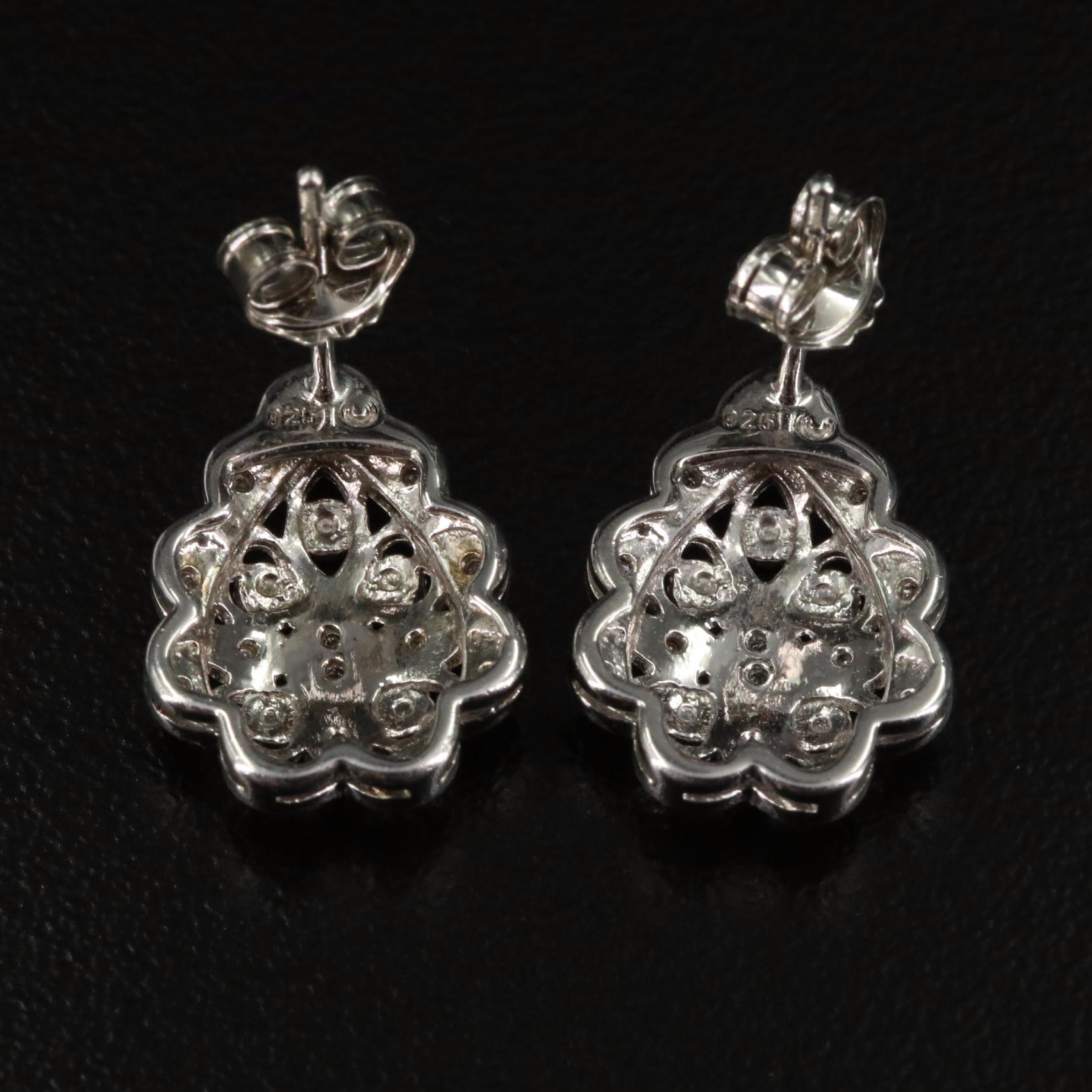 Sterling 0.10 CTW Diamond Drop Earrings