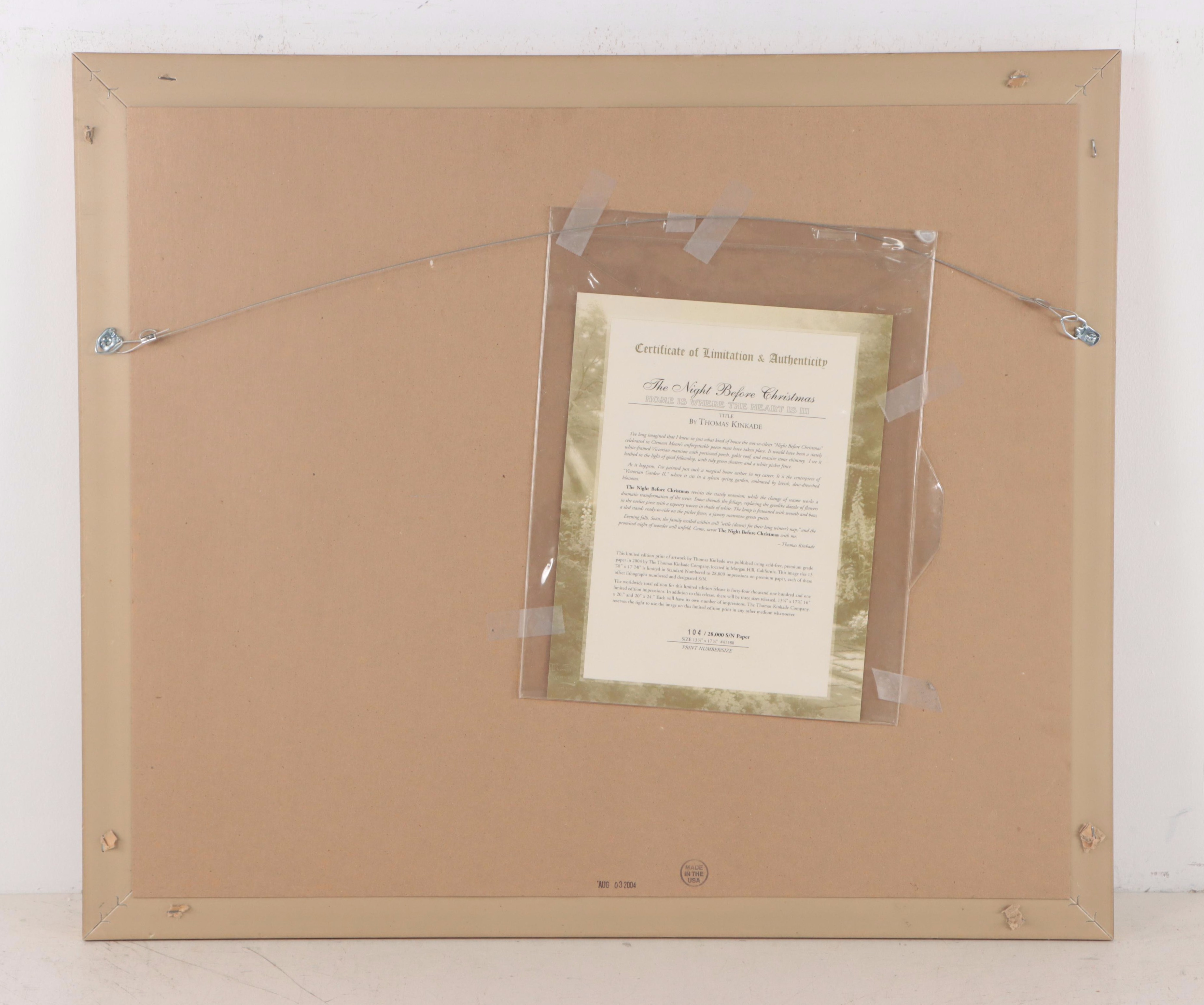 Thomas Kinkade Offset Lithograph "The Night Before Christmas"