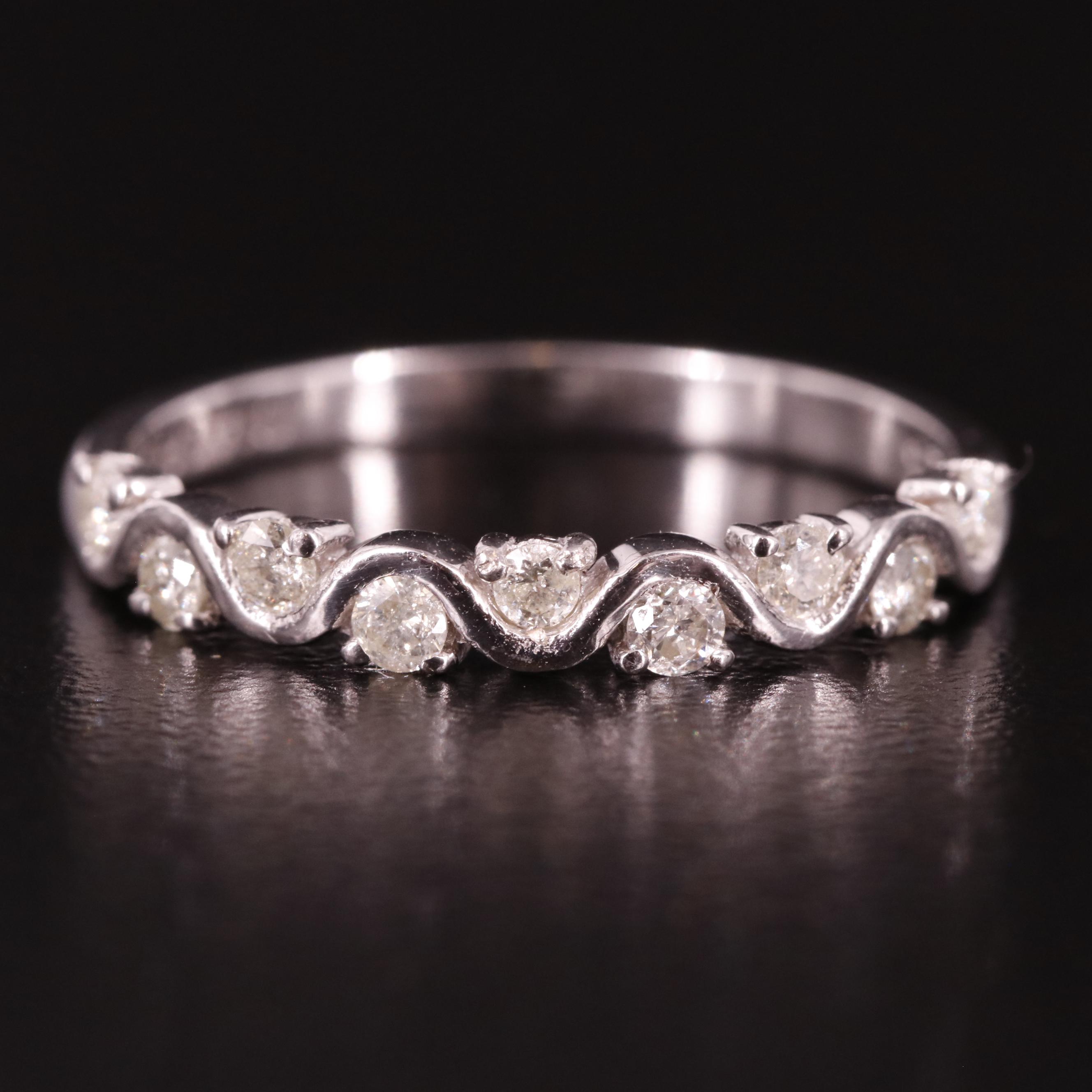 Sterling Diamond Wavy Band