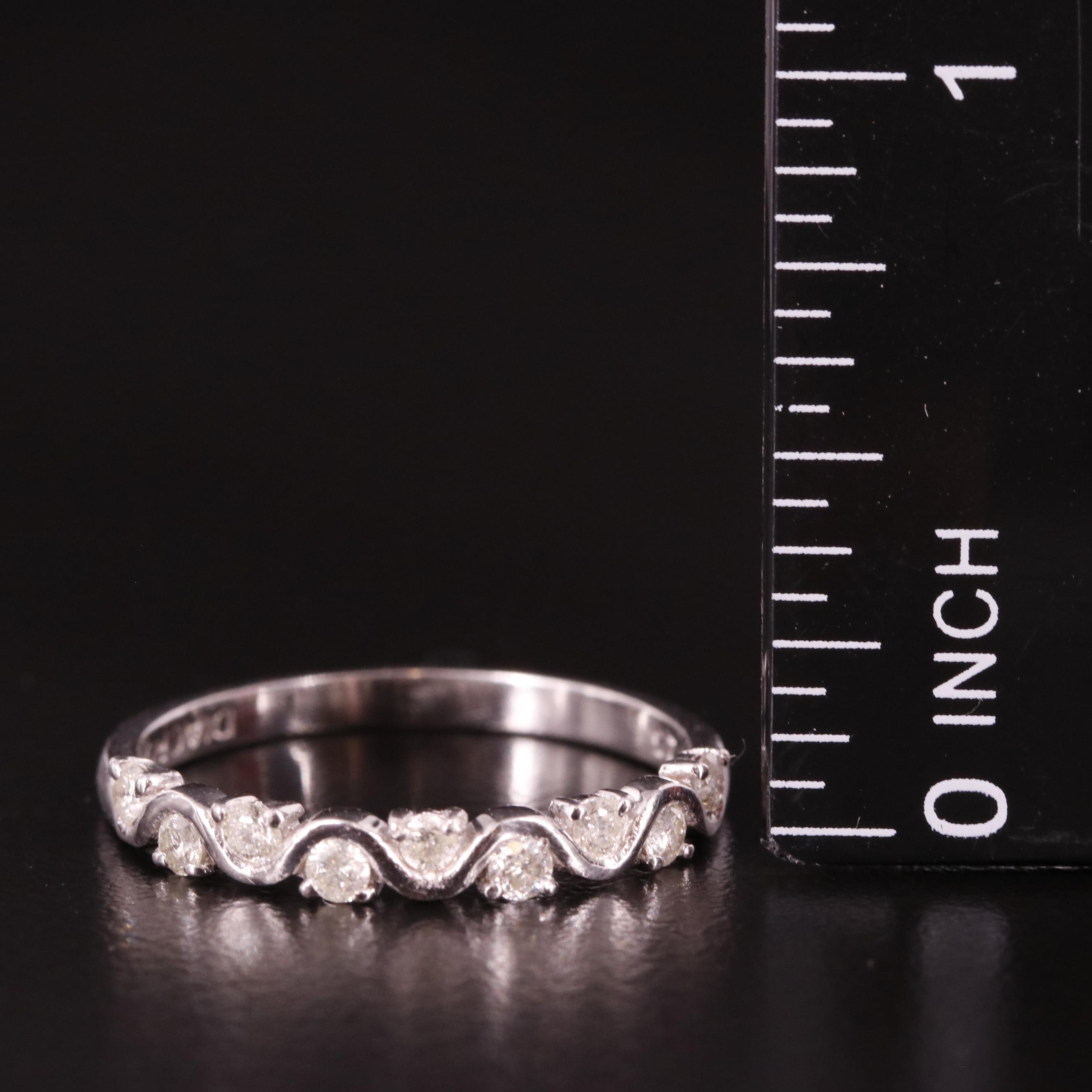 Sterling Diamond Wavy Band