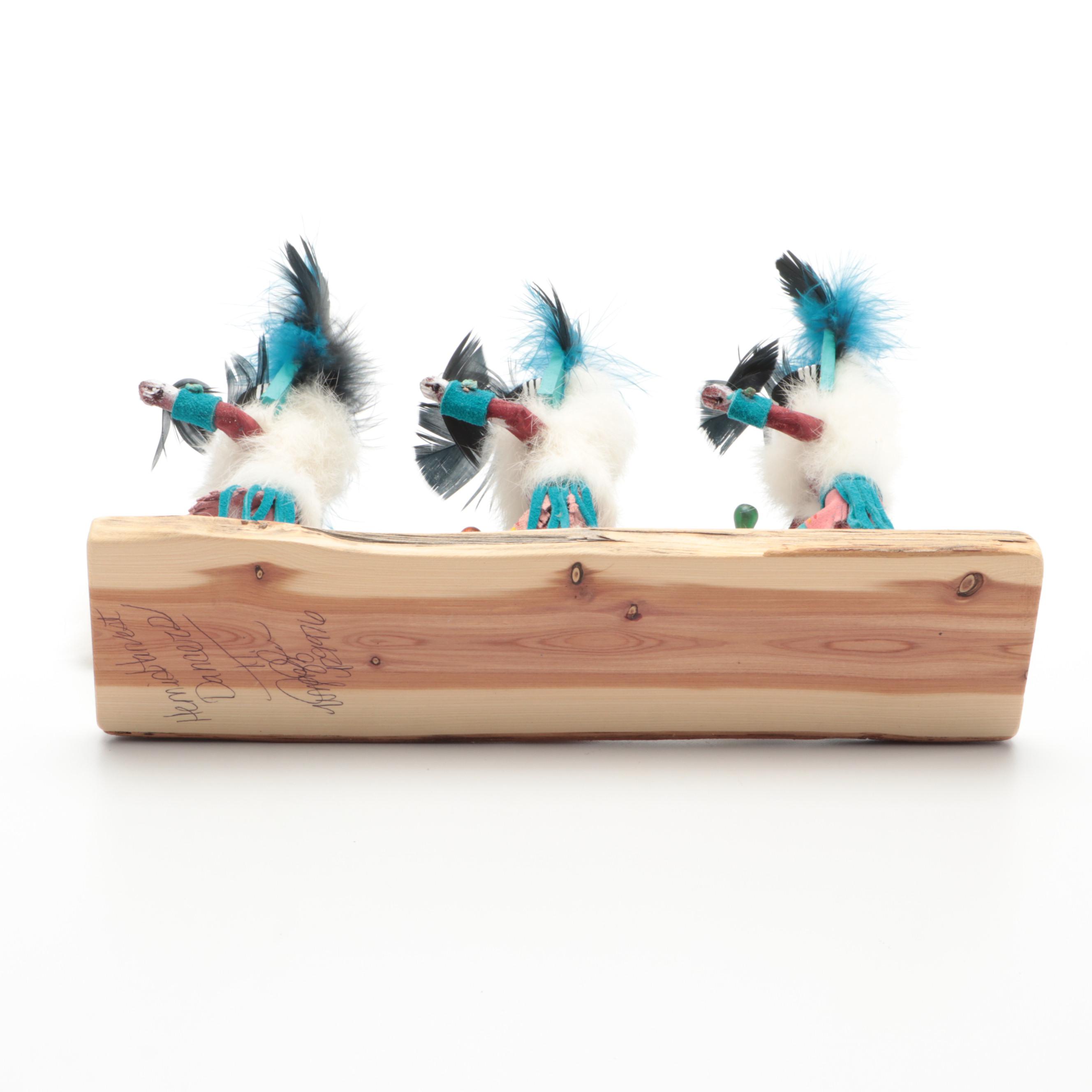 Artist Signed Hopi "Hemis Harvest Dancers" Other Kachinas and Diorama