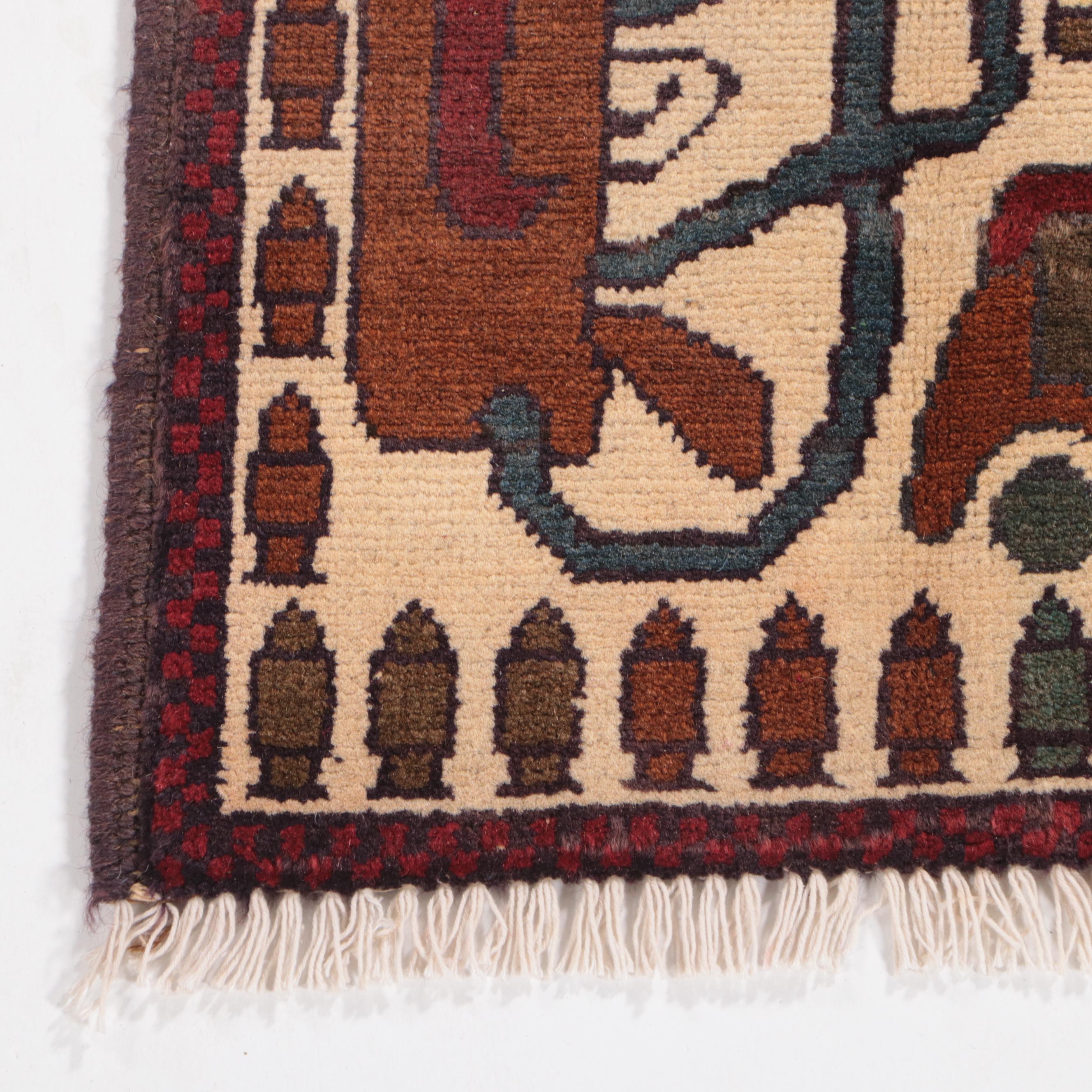 2' x 2'10 Hand-Knotted Afghan Pictorial War Rug