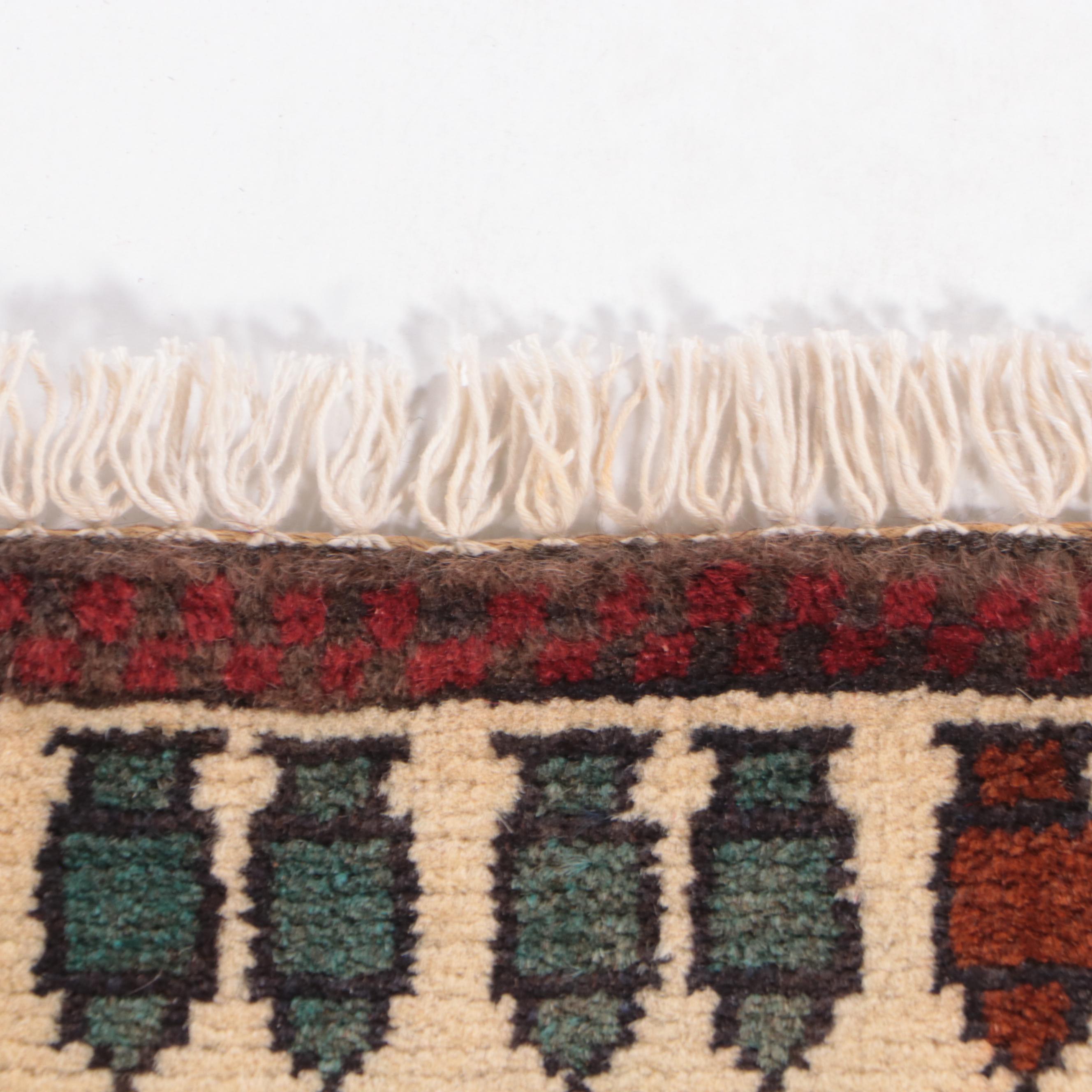 2' x 2'10 Hand-Knotted Afghan Pictorial War Rug