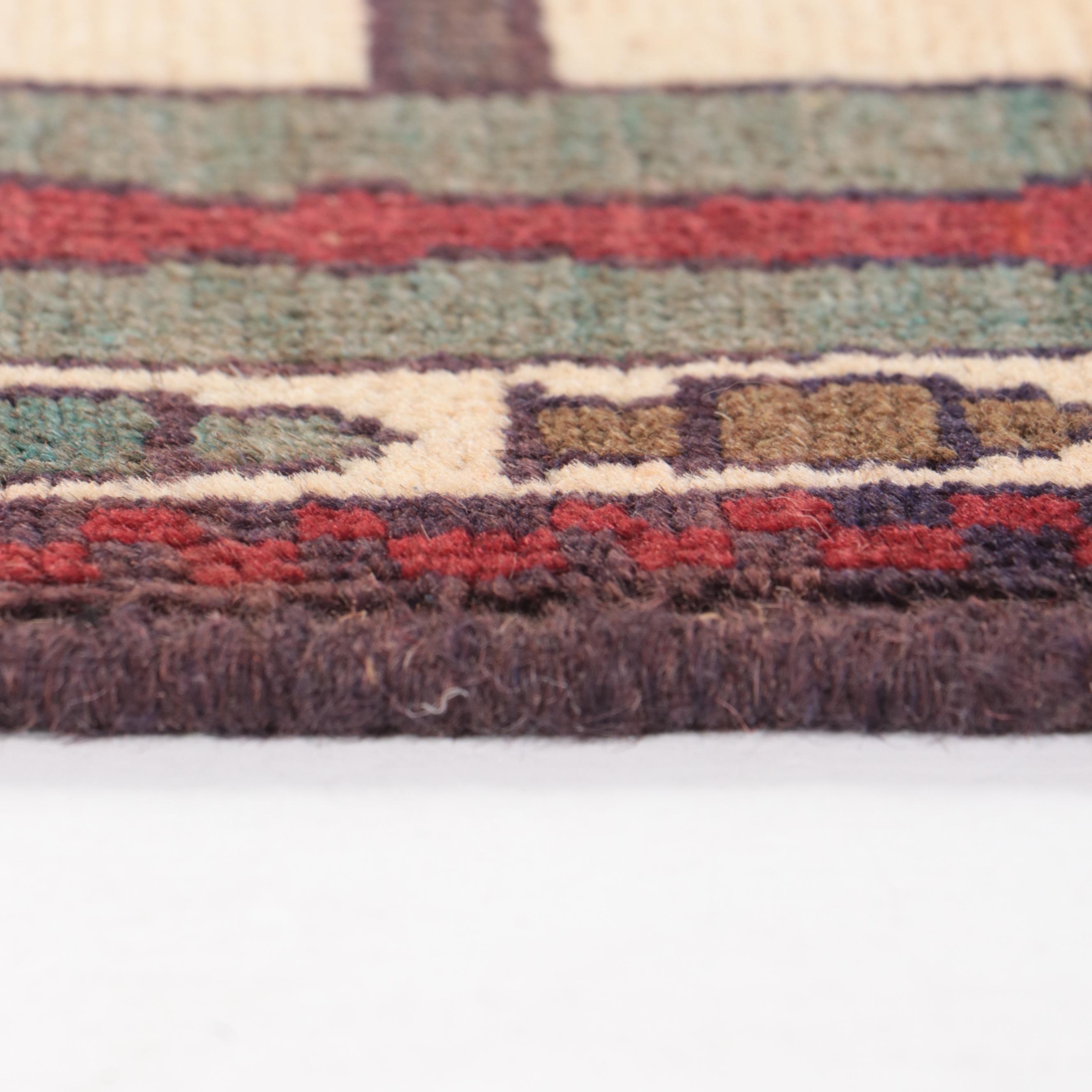 2' x 2'10 Hand-Knotted Afghan Pictorial War Rug