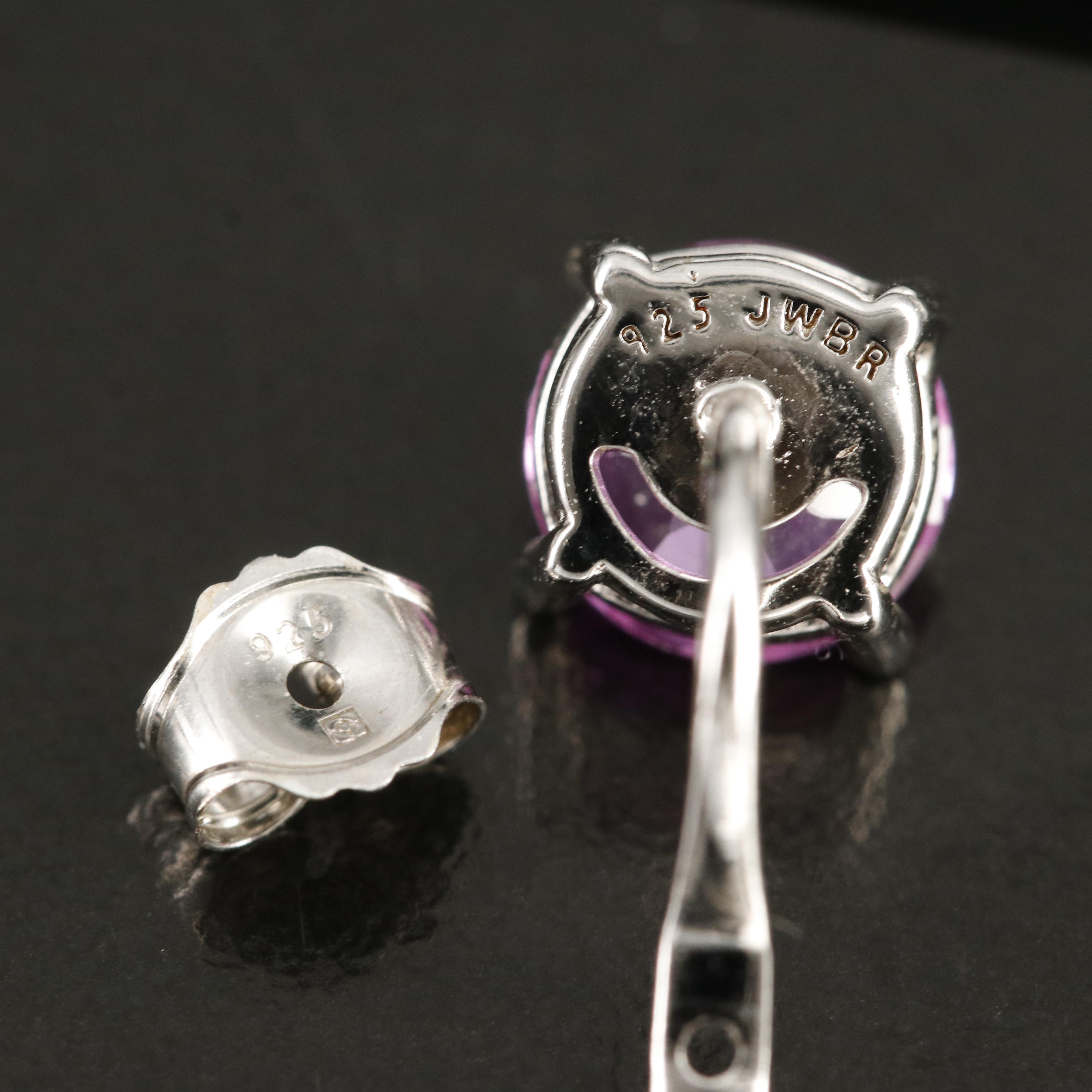 Opal Stud Earrings with Sterling Pink Sapphire Enhancers