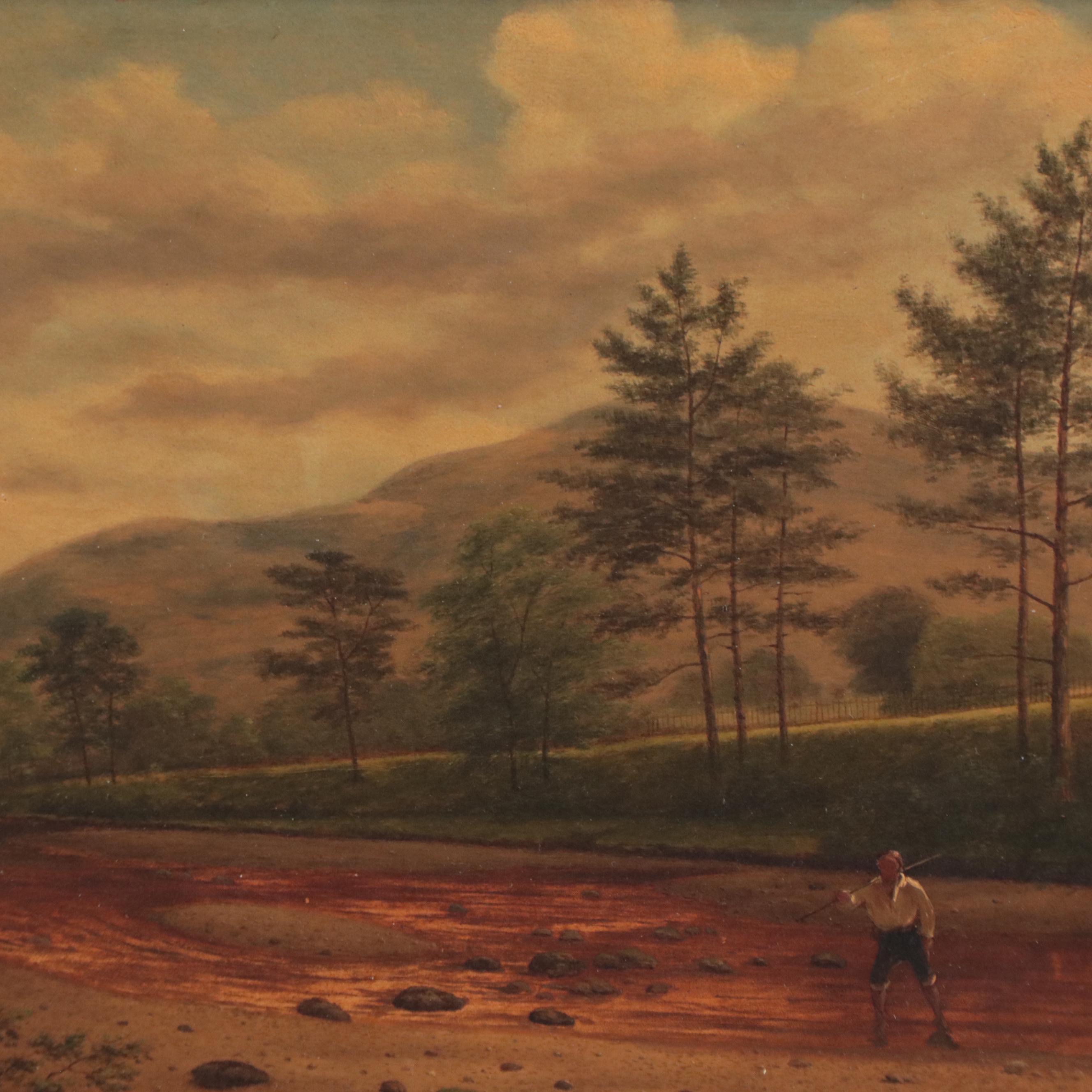 David Allan Oil Painting of Figure in Alpine Landscape, 1837