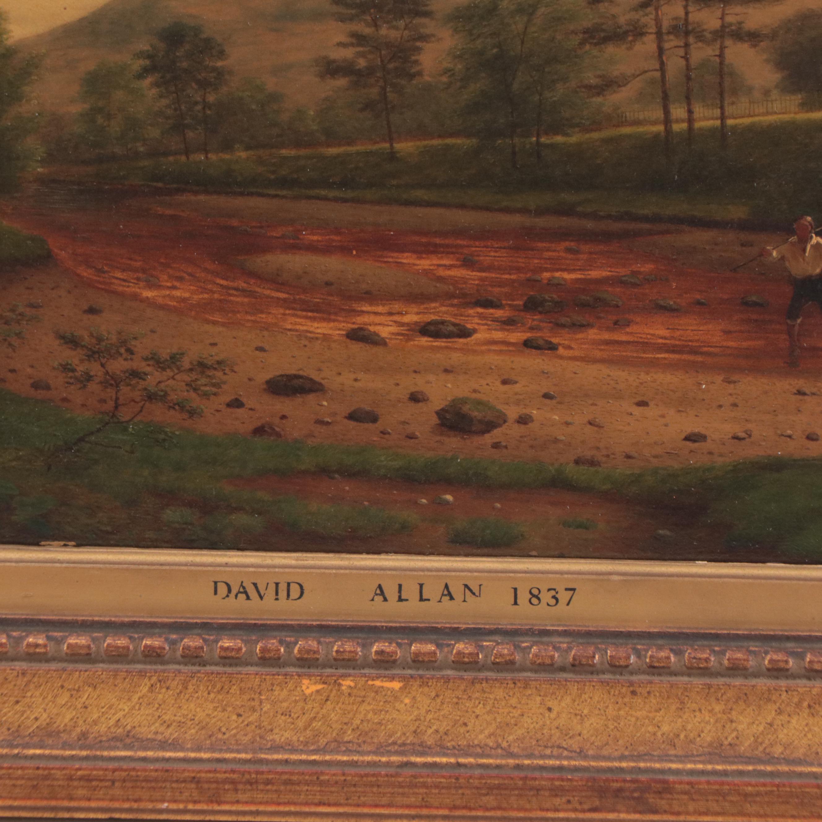David Allan Oil Painting of Figure in Alpine Landscape, 1837