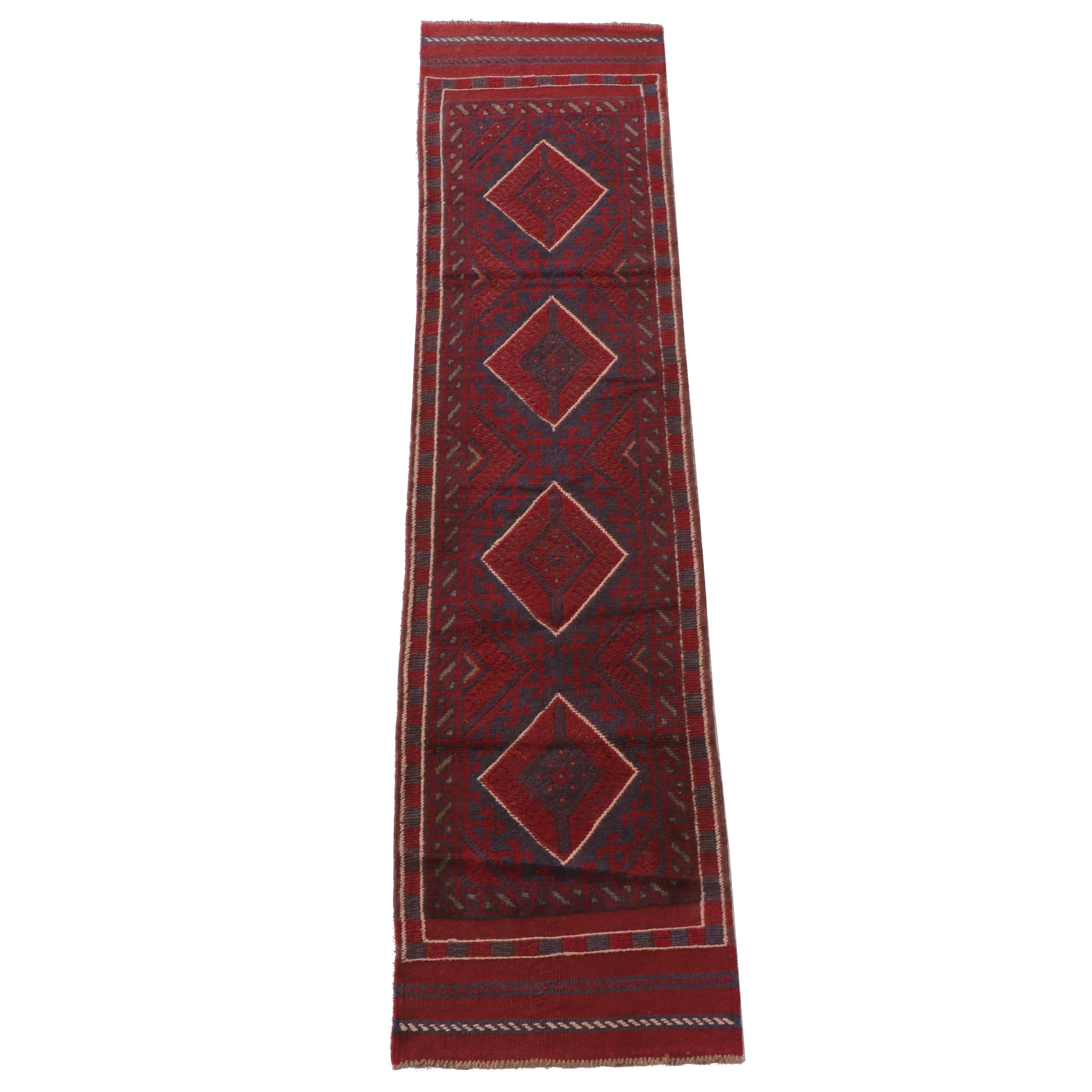 1'11 x 8'1 Hand-Knotted Afghan Mixed Technique Carpet Runner