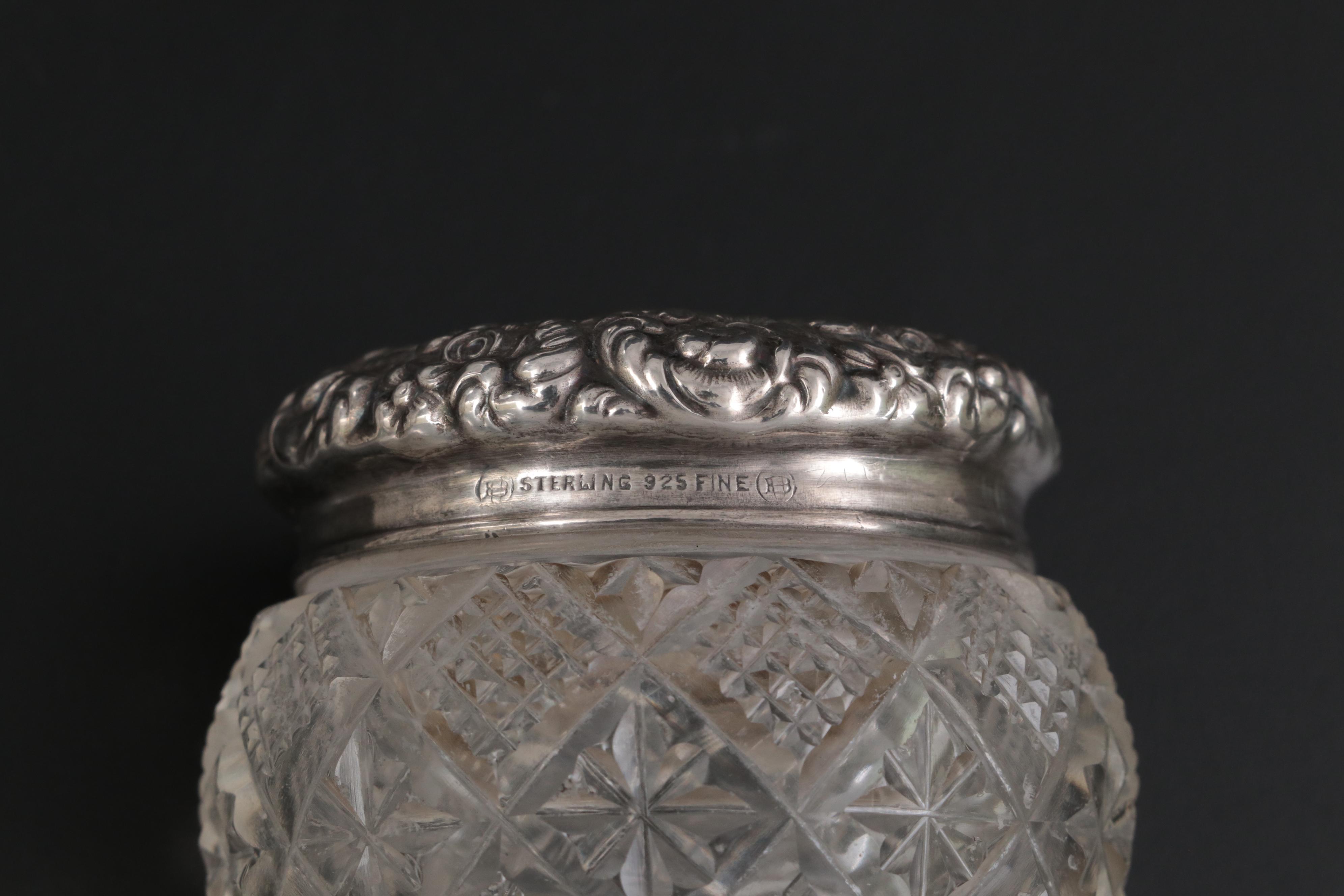 Sterling Silver and Glass Vanity Jar Collection, Late 19th / Early 20th Century