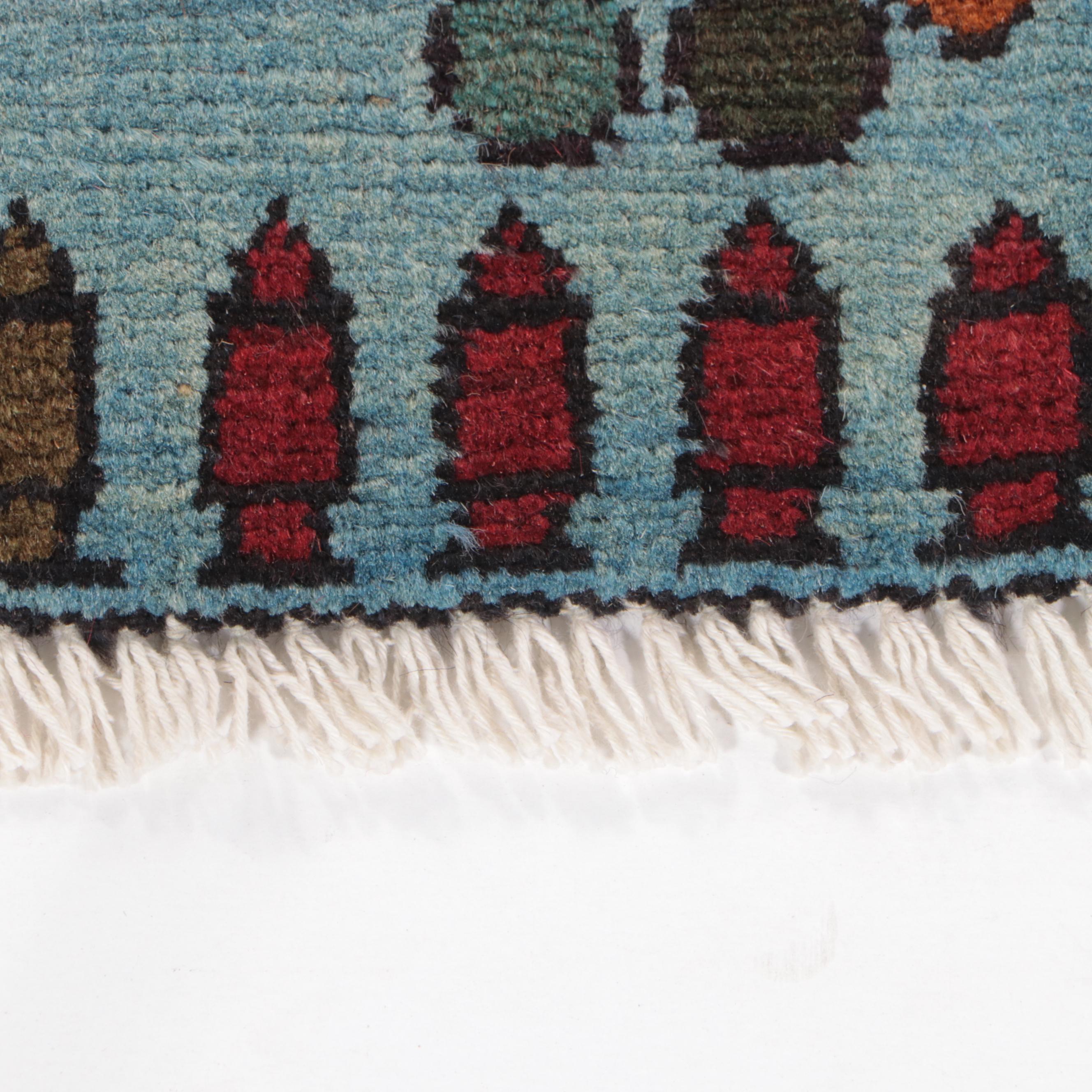 2' x 2'9 Hand-Knotted Afghan Pictorial War Rug