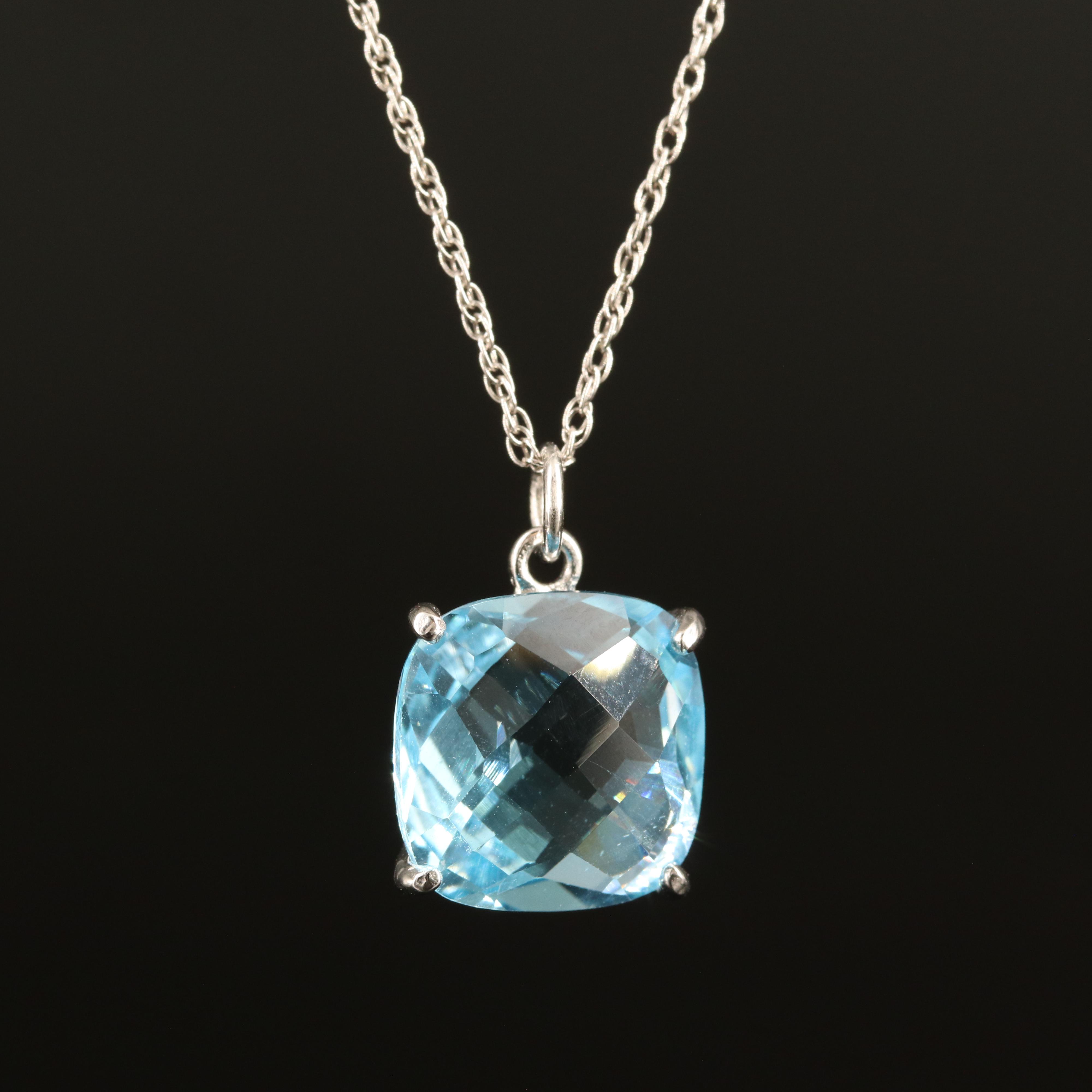 Sterling Sky Blue Topaz Pendant Necklace