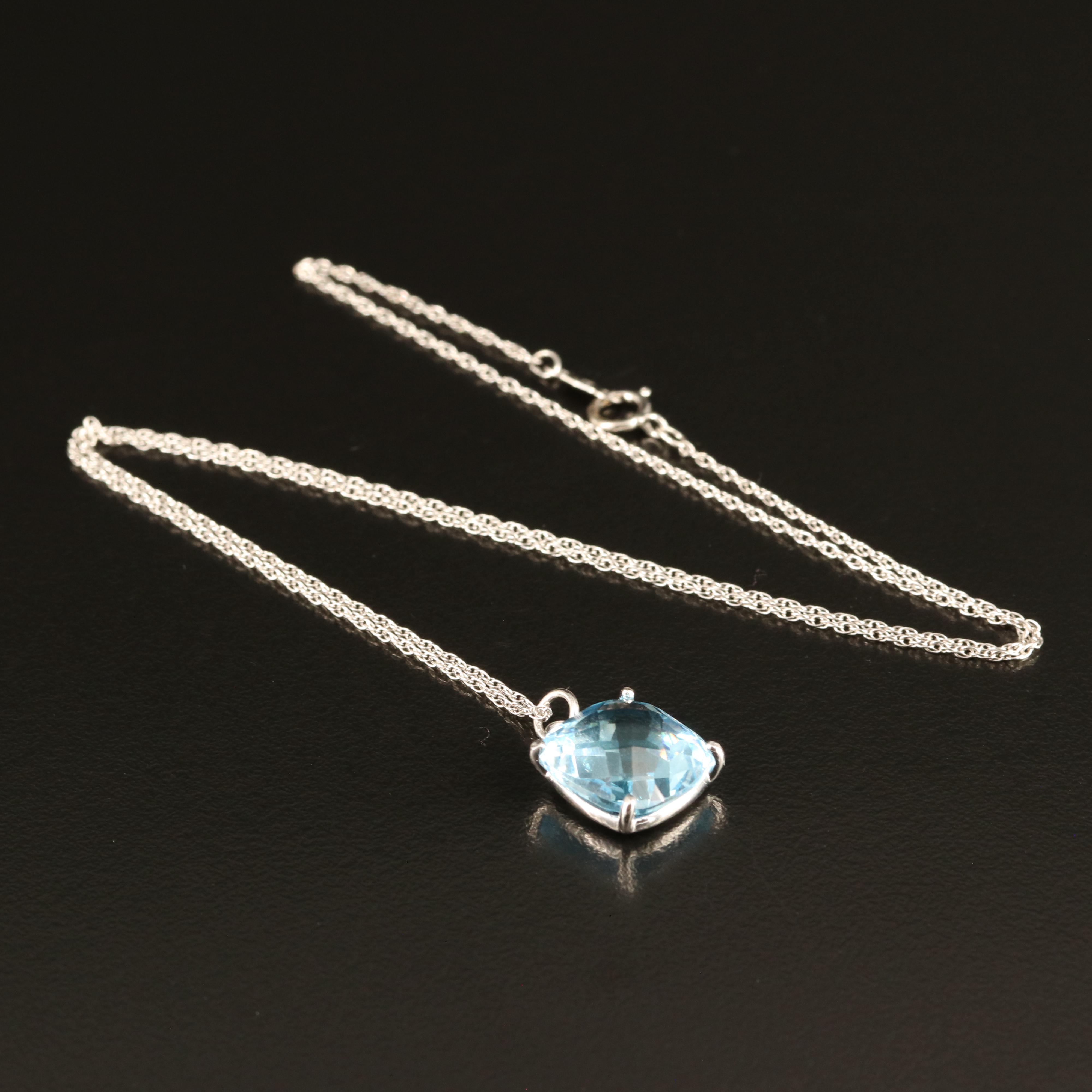 Sterling Sky Blue Topaz Pendant Necklace