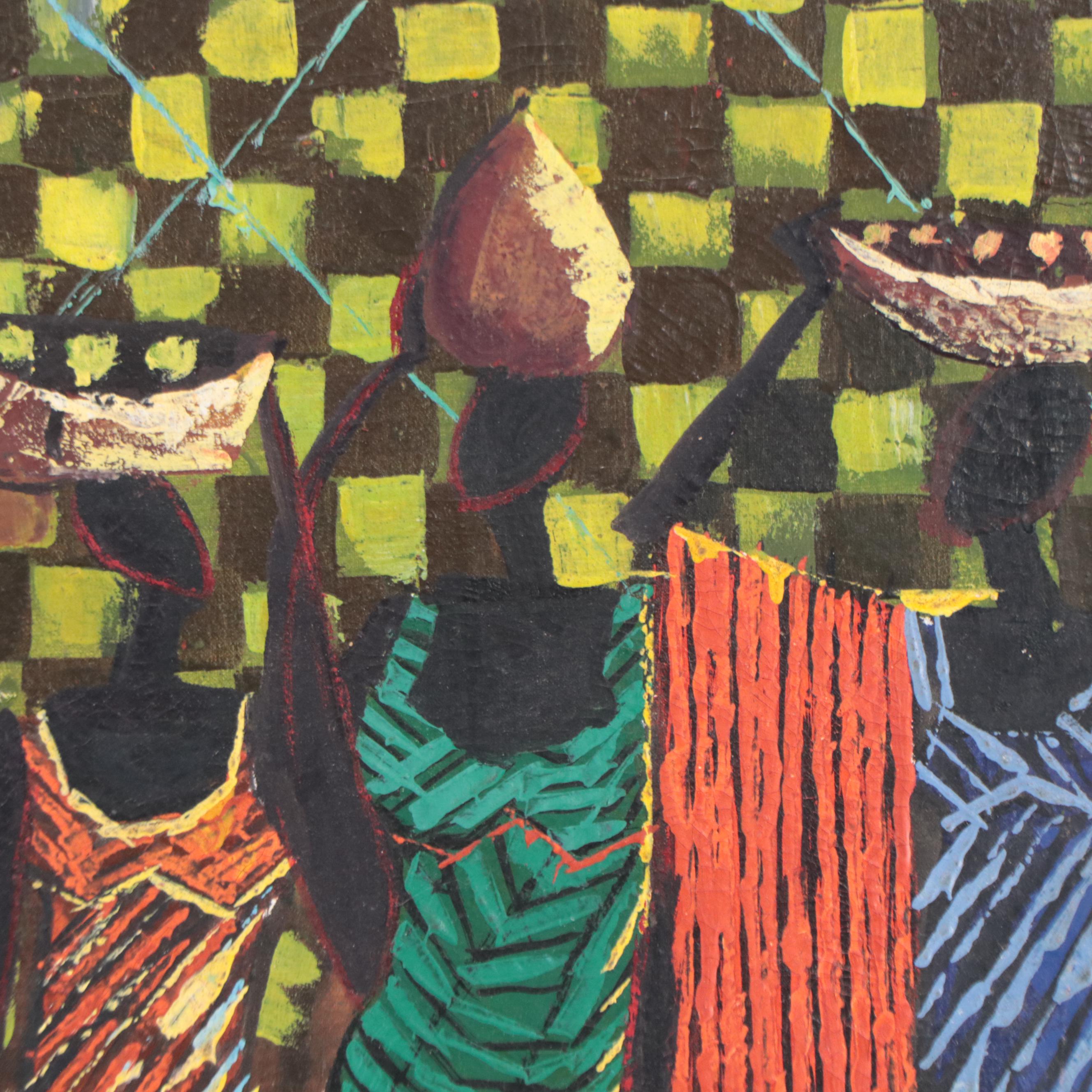 Mwamba Mulangala Stylized Figural Acrylic Painting