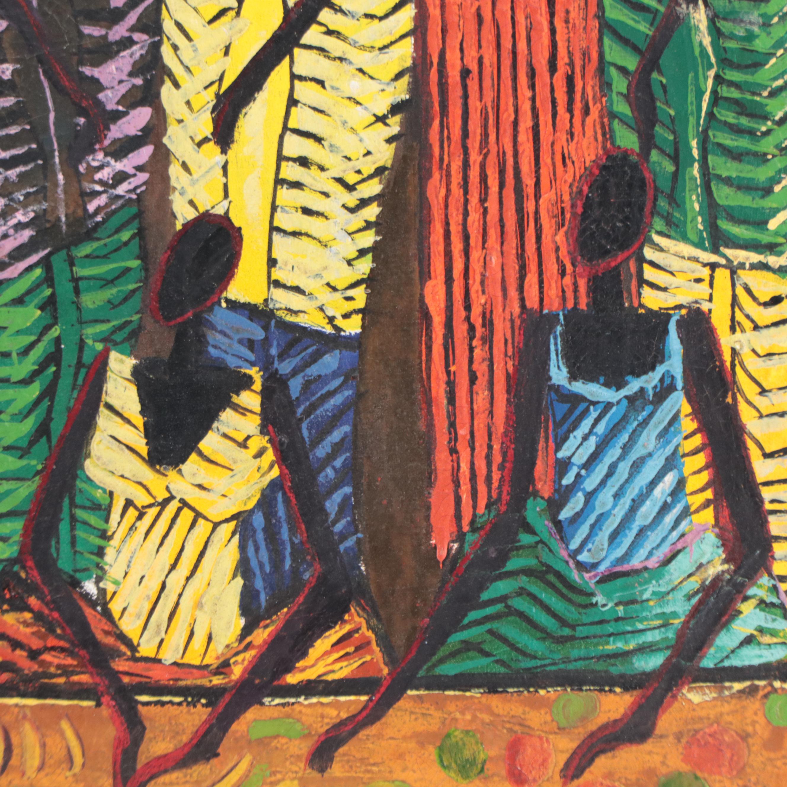 Mwamba Mulangala Stylized Figural Acrylic Painting