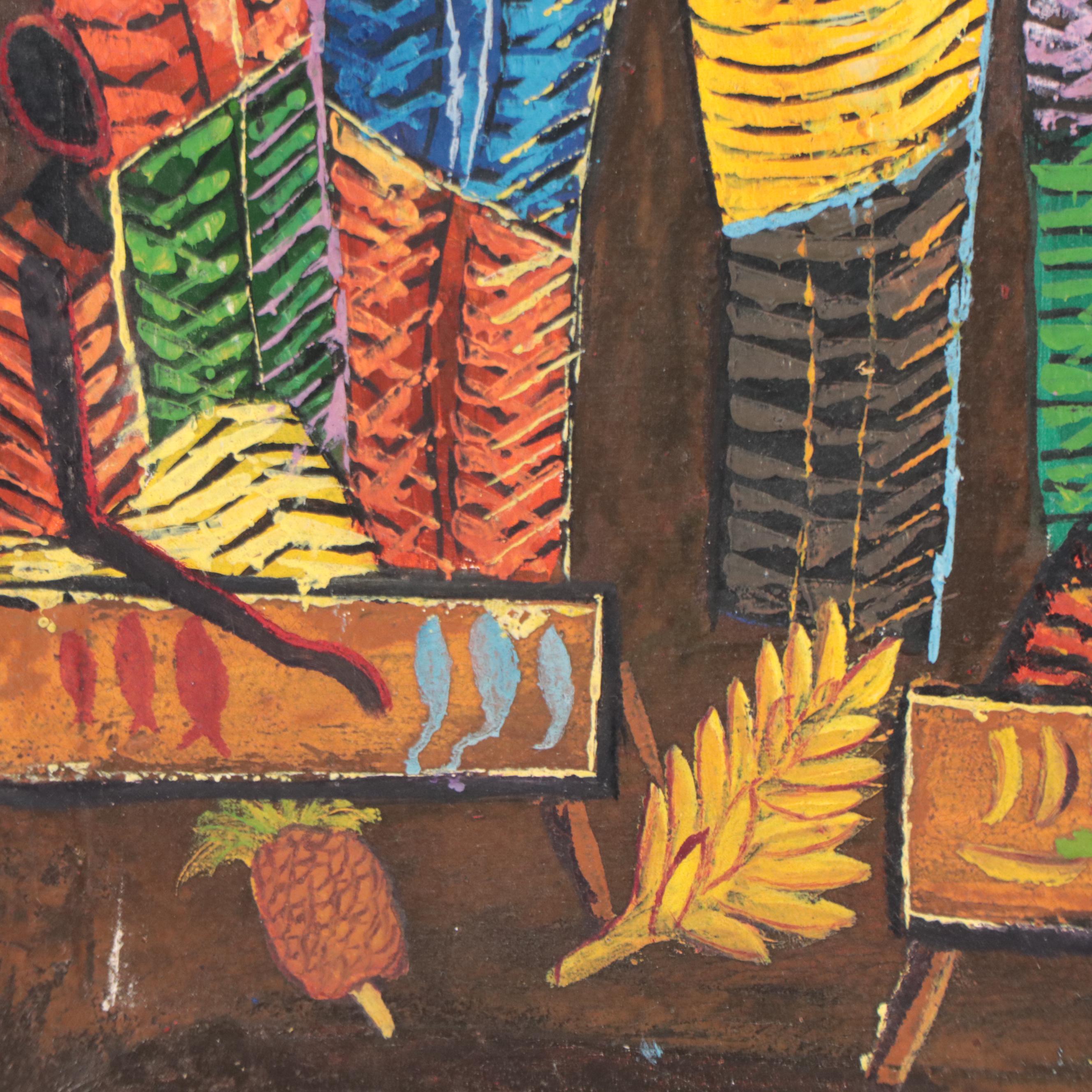 Mwamba Mulangala Stylized Figural Acrylic Painting