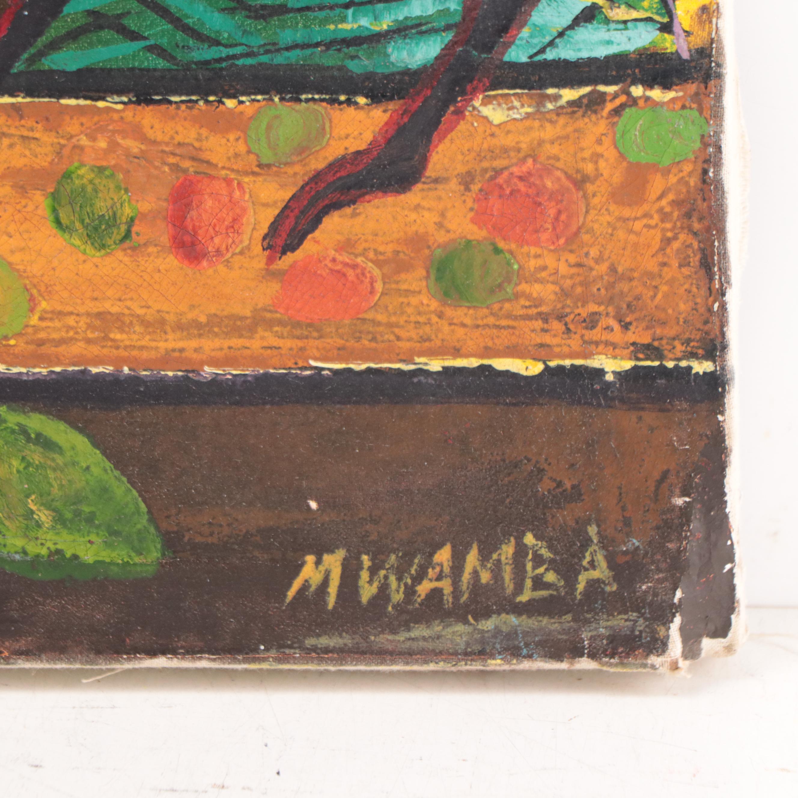 Mwamba Mulangala Stylized Figural Acrylic Painting