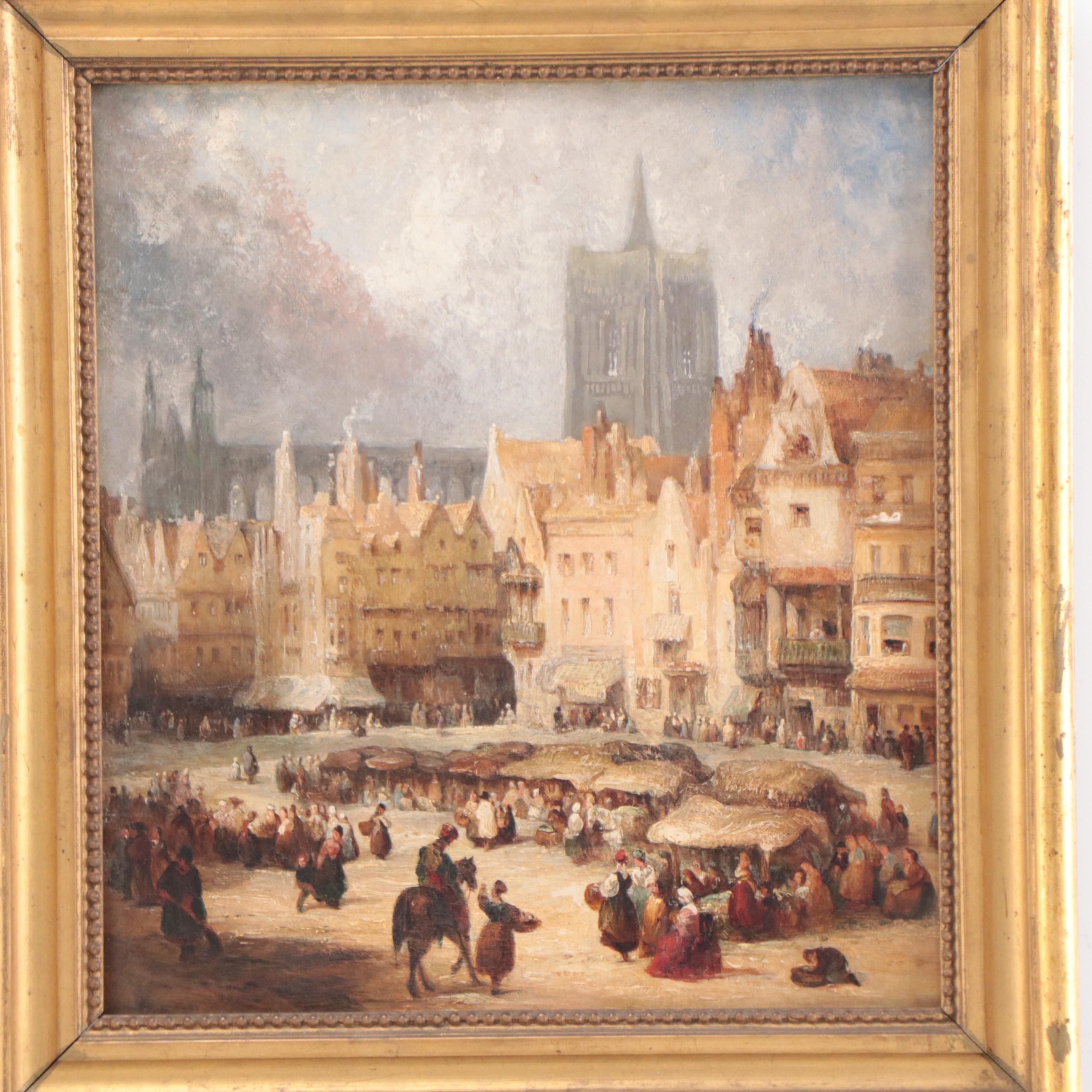 Oil Painting of European Cityscape