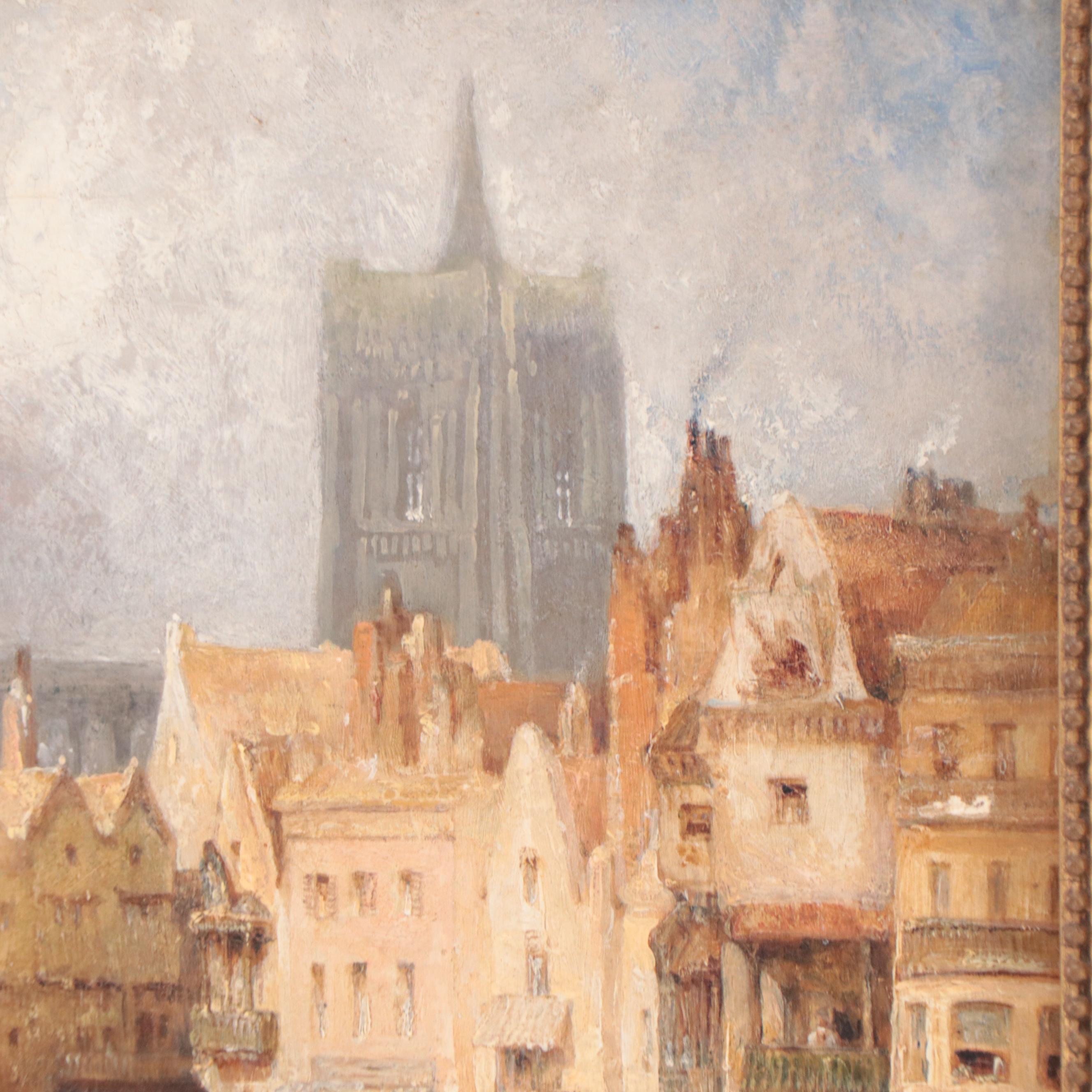 Oil Painting of European Cityscape