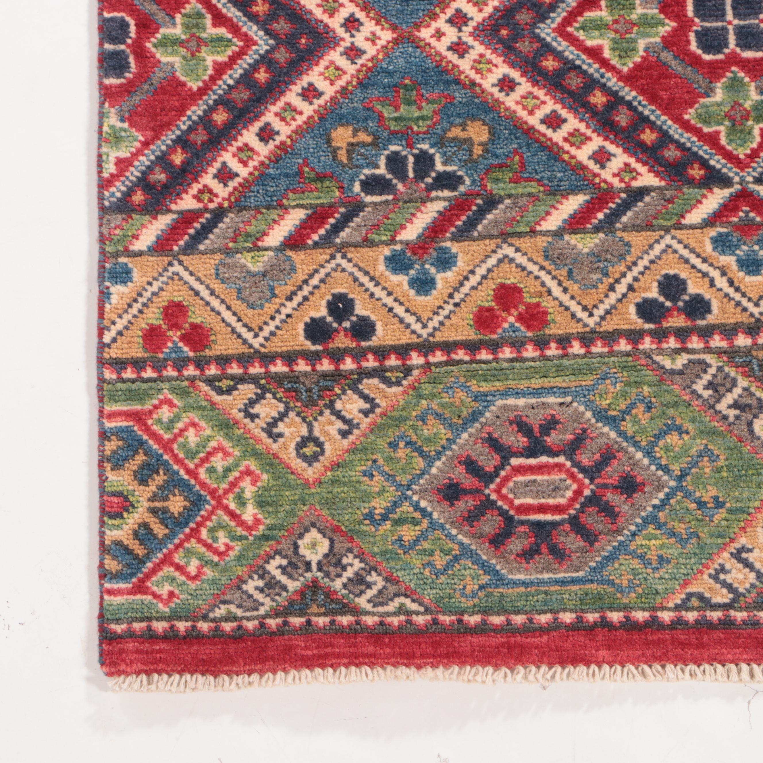 2'8 x 9'9 Hand-Knotted Afghan Kazak Carpet Runner
