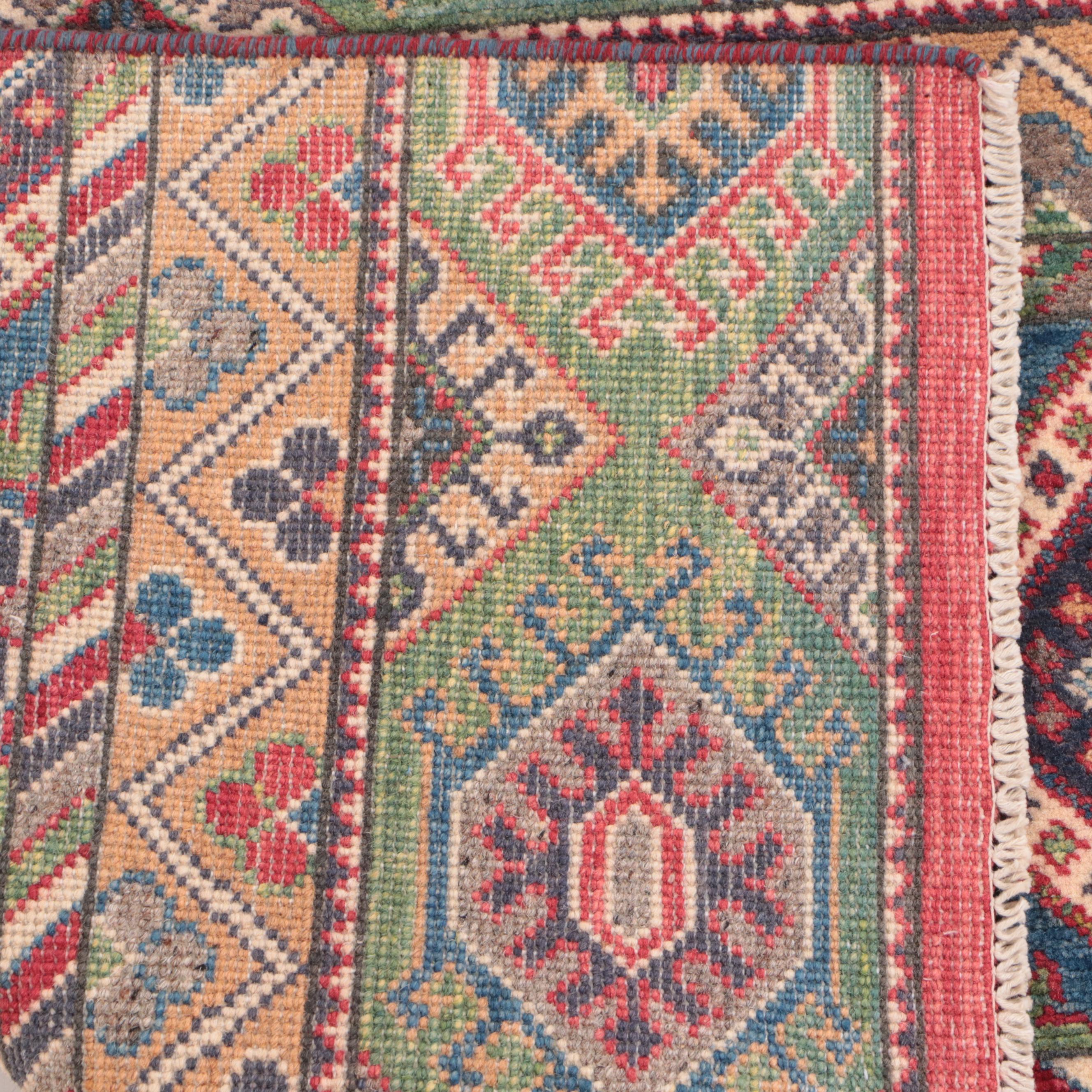 2'8 x 9'9 Hand-Knotted Afghan Kazak Carpet Runner