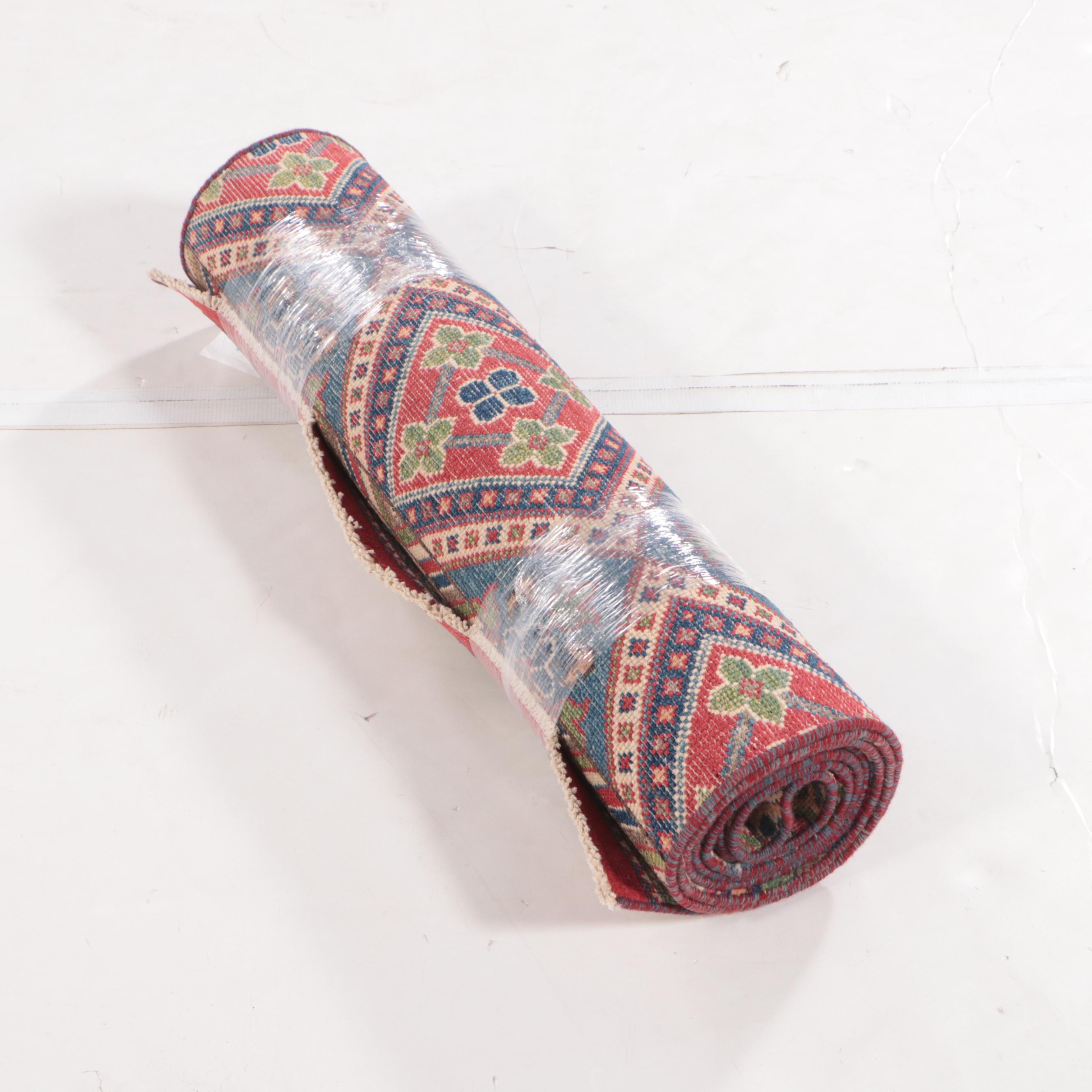 2'8 x 9'9 Hand-Knotted Afghan Kazak Carpet Runner