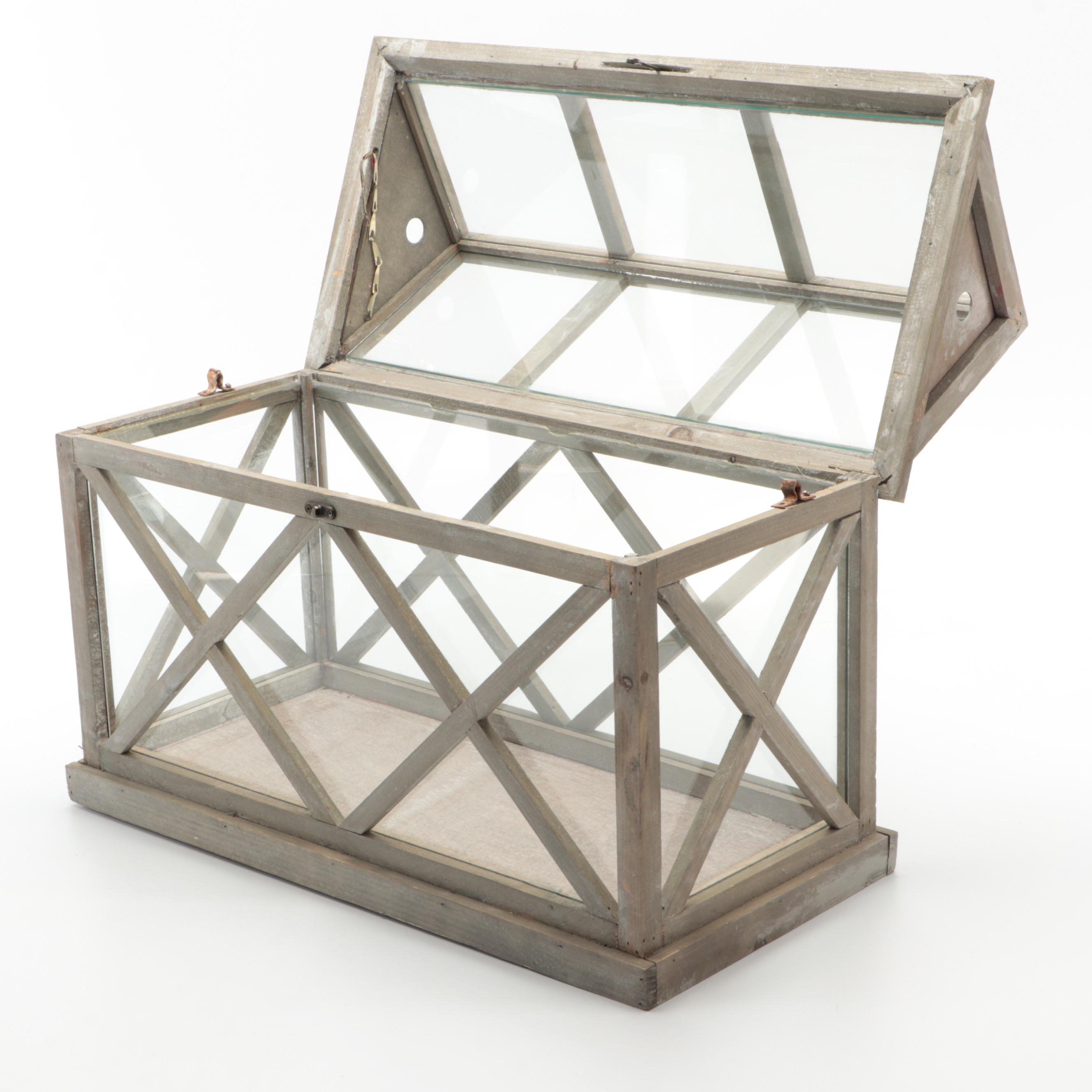 House Form Lift-Lid Wood and Glass Terrarium