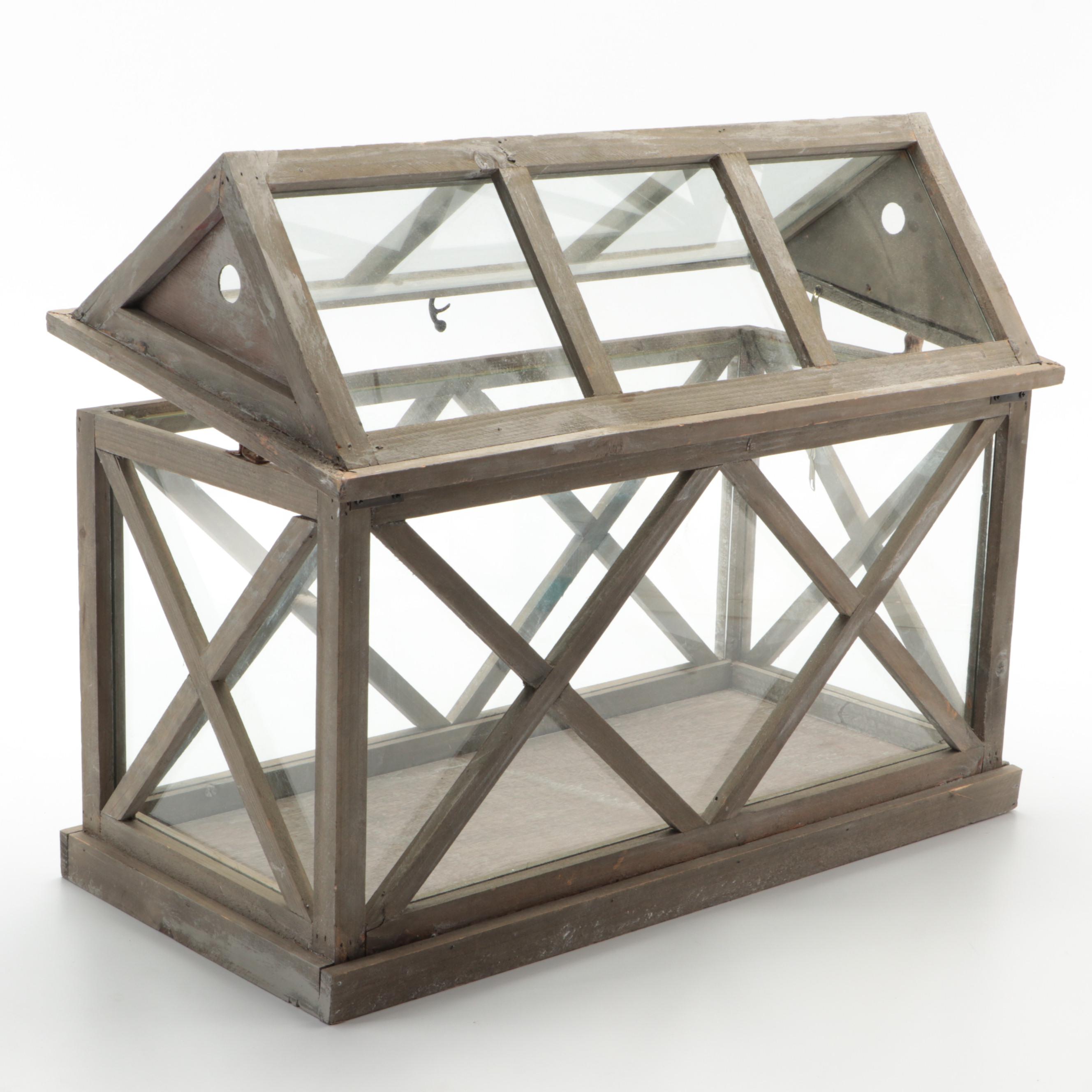 House Form Lift-Lid Wood and Glass Terrarium