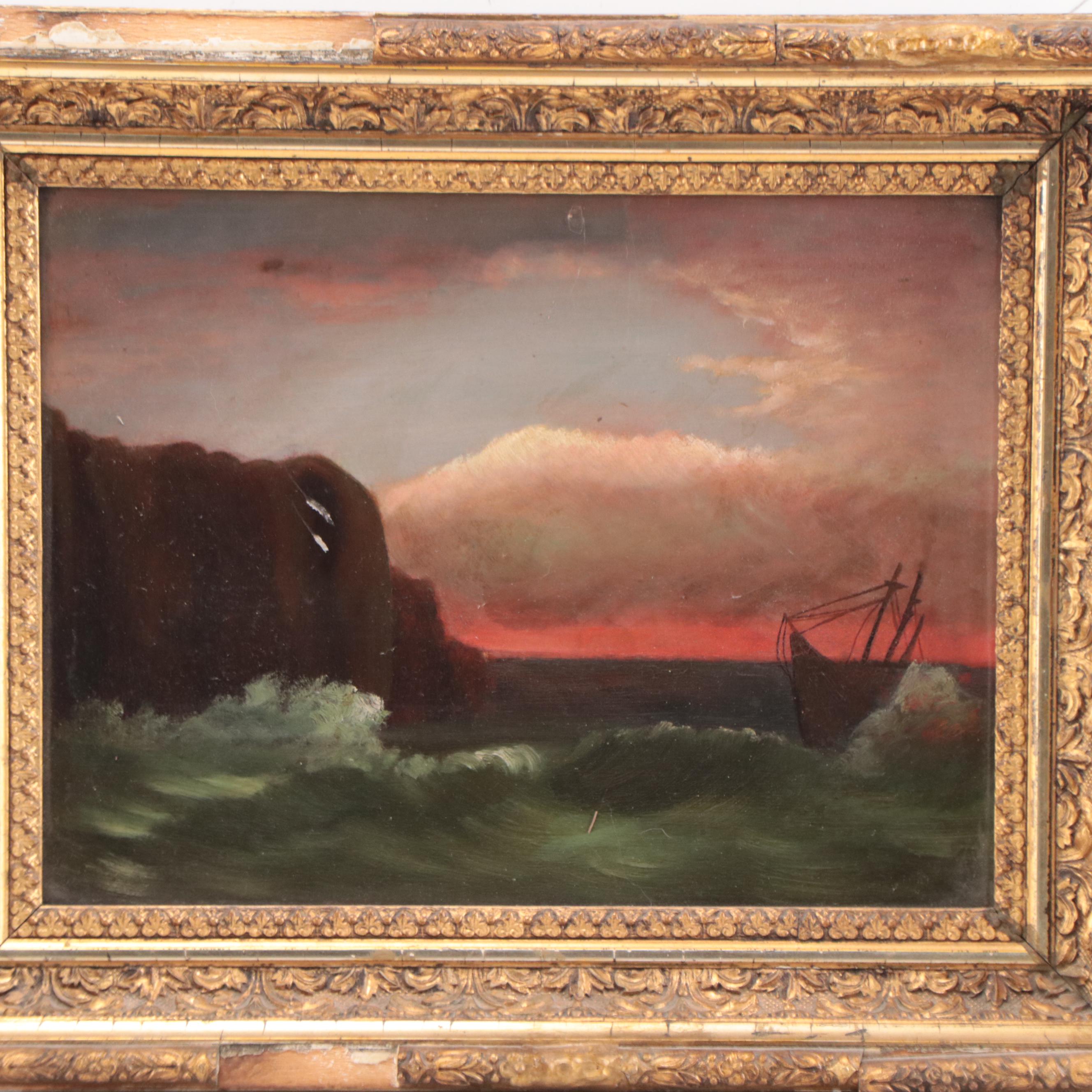 Oil Painting of Boat on the Ocean