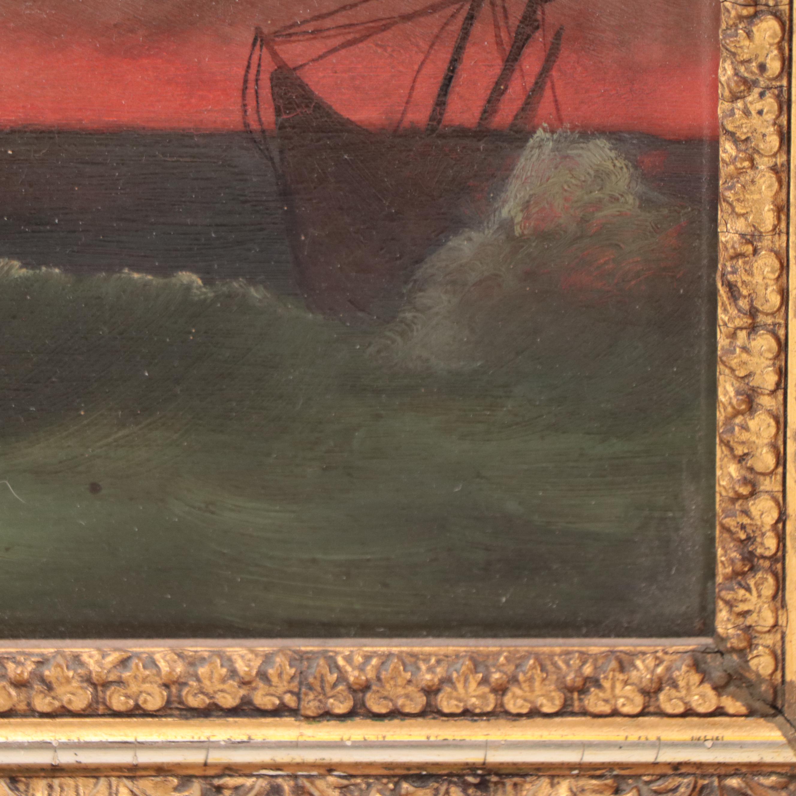 Oil Painting of Boat on the Ocean
