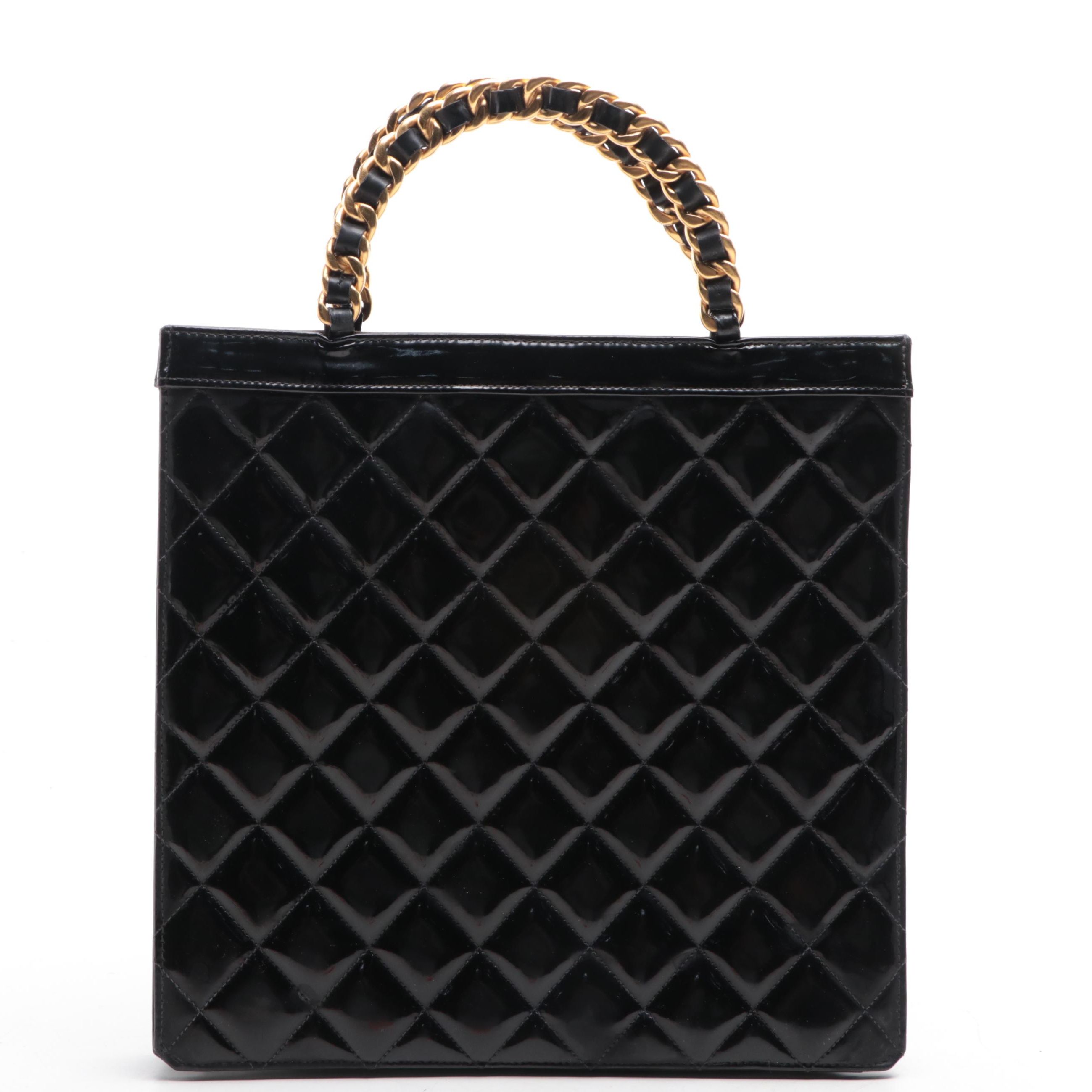 Chanel Diamond Quilted Patent Leather Handbag