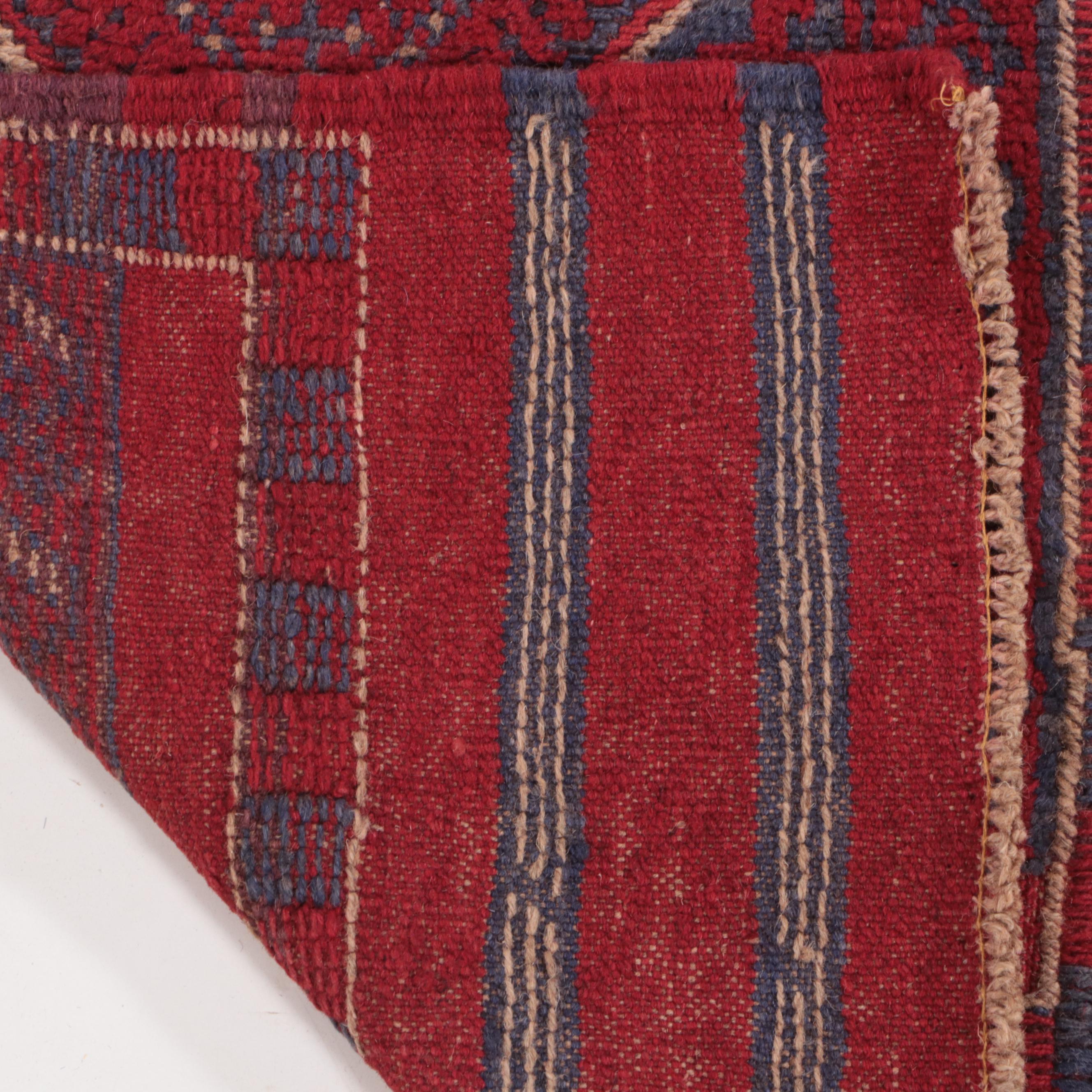 1'11 x 8' Hand-Knotted Afghan Mixed Technique Carpet Runner