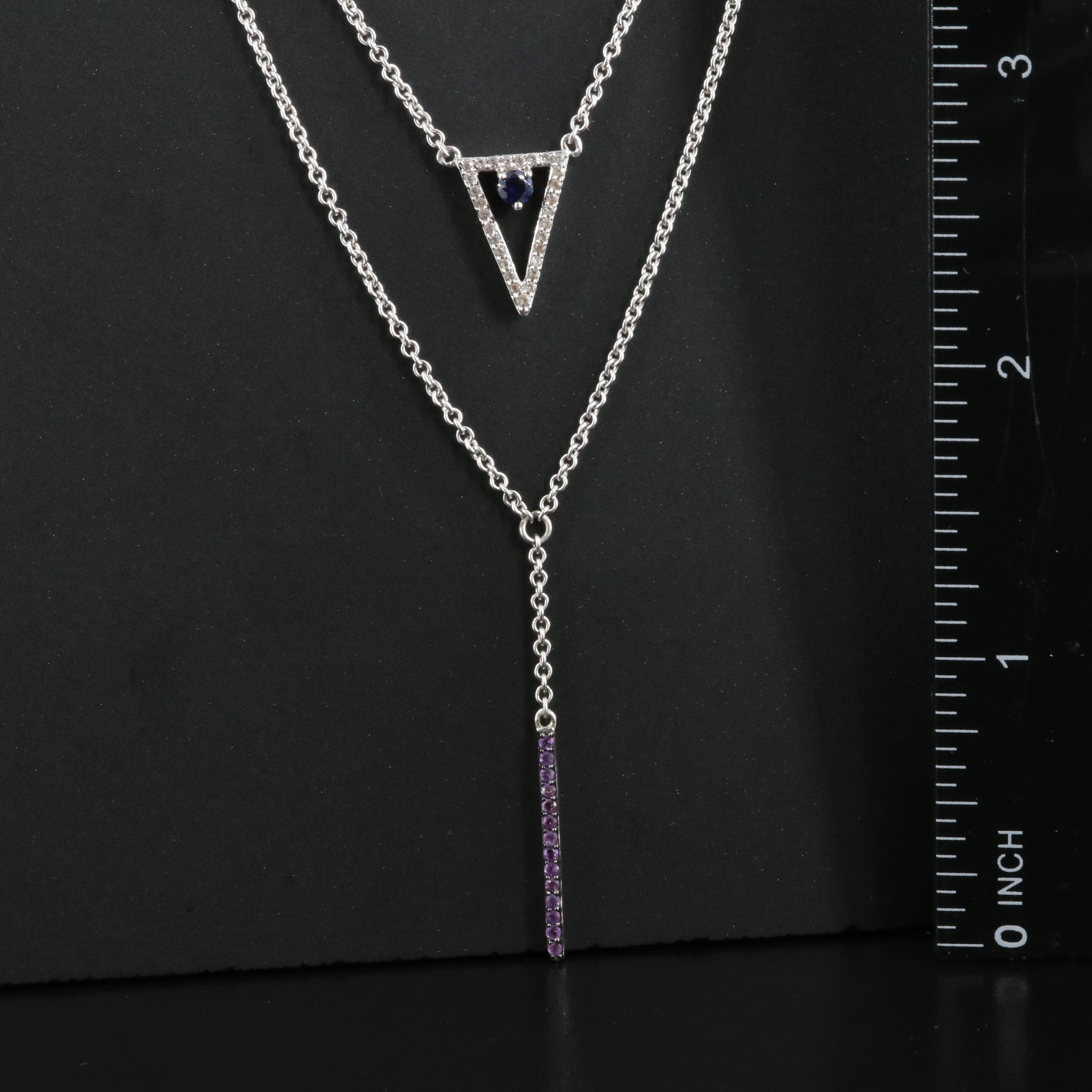 Sterling Sapphire and Amethyst Necklace