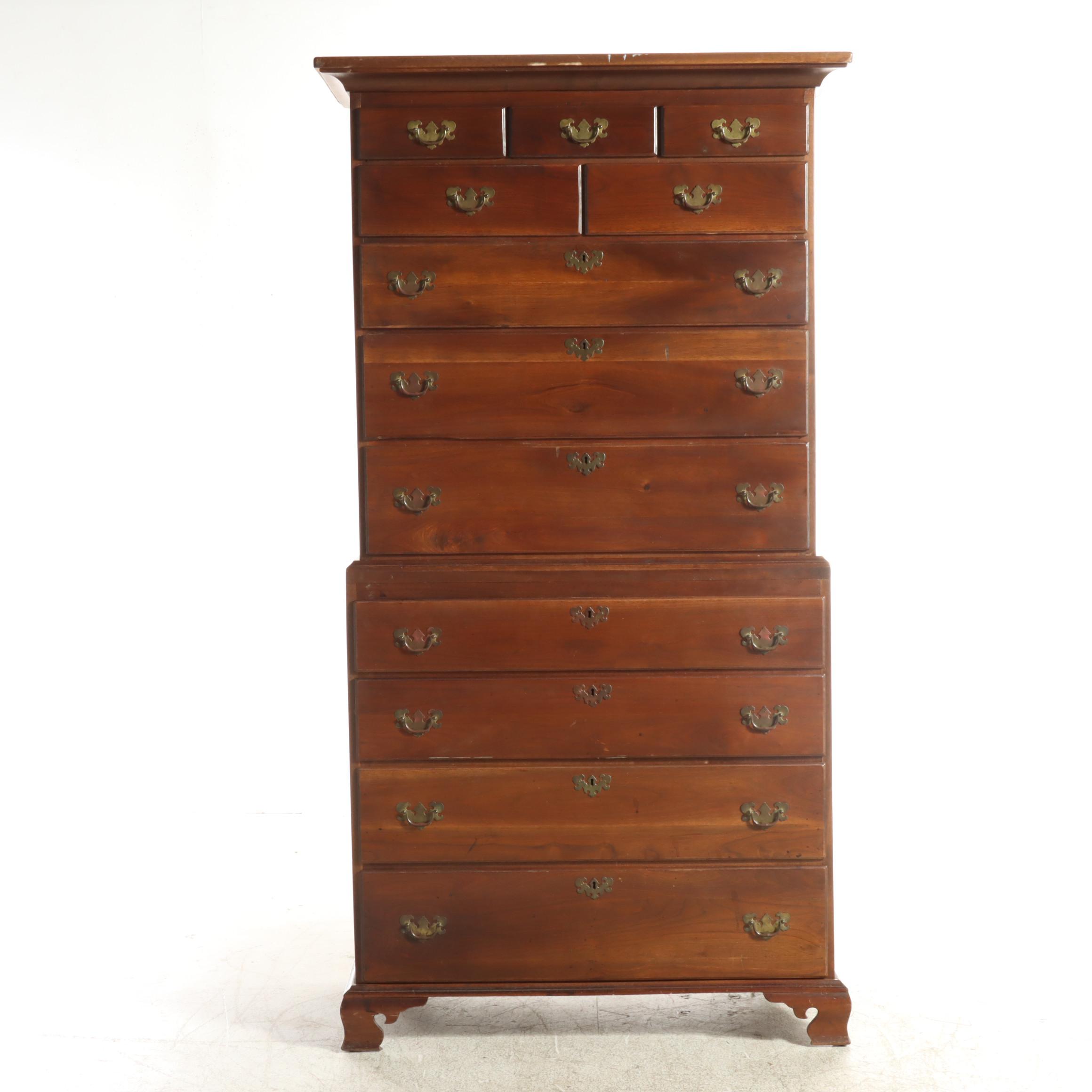 Federal Cherrywood and Hardwood Chest-on-Chest, 19th C and Restored