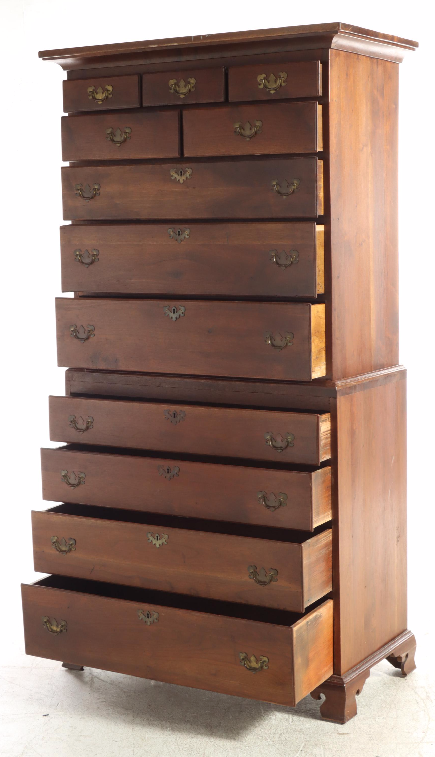 Federal Cherrywood and Hardwood Chest-on-Chest, 19th C and Restored
