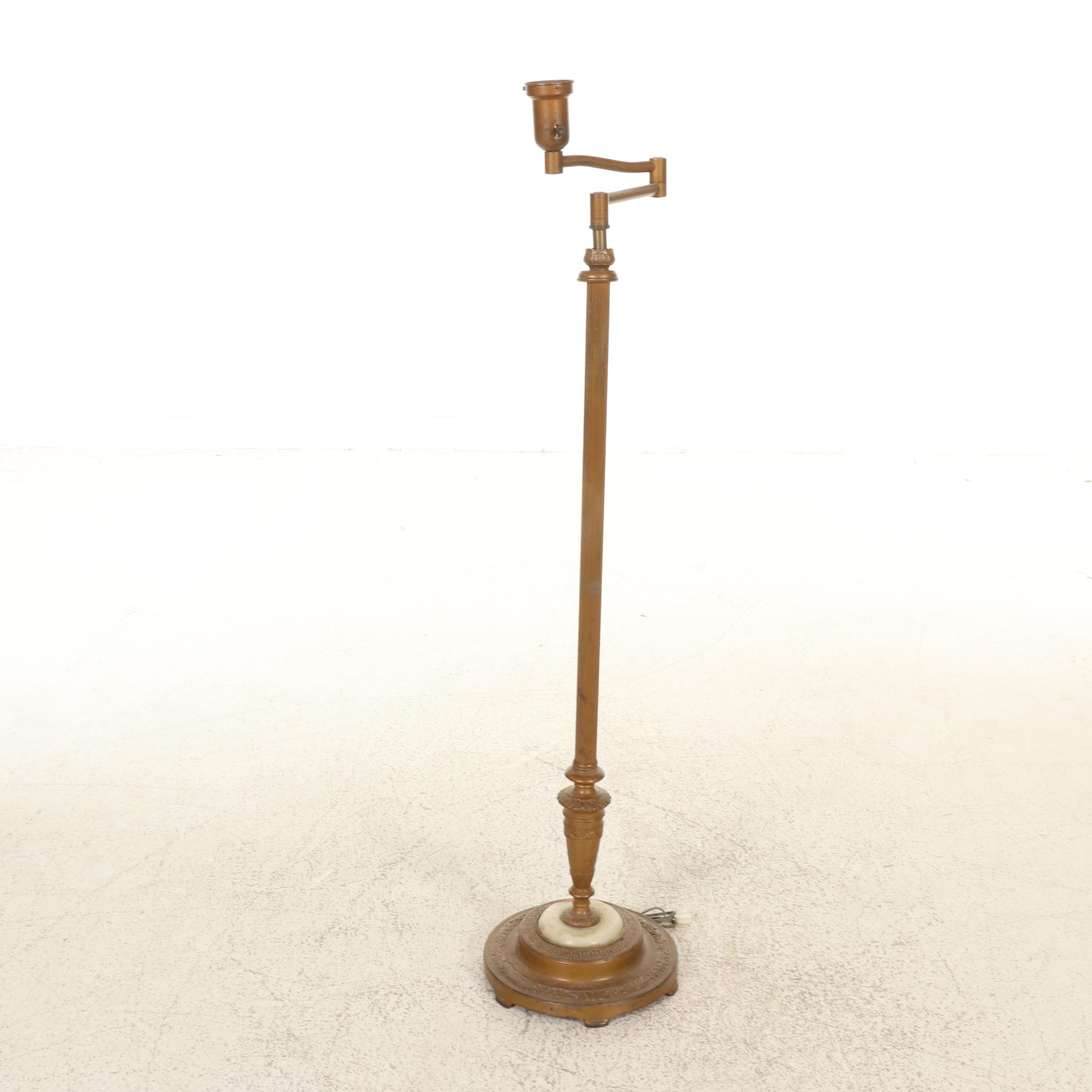 Swivel Arm Floor Lamp With Mirror and Two Oil Lamps