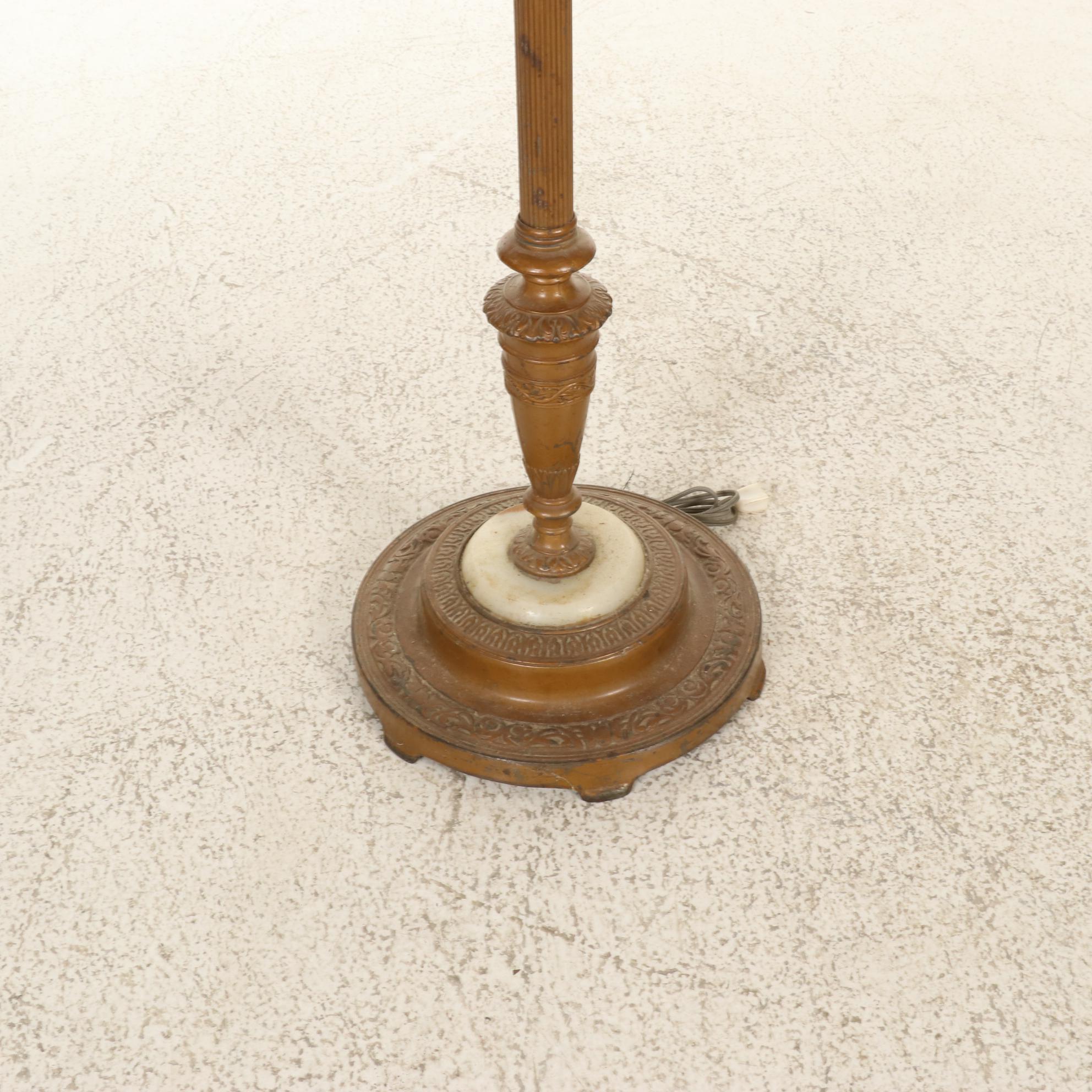 Swivel Arm Floor Lamp With Mirror and Two Oil Lamps