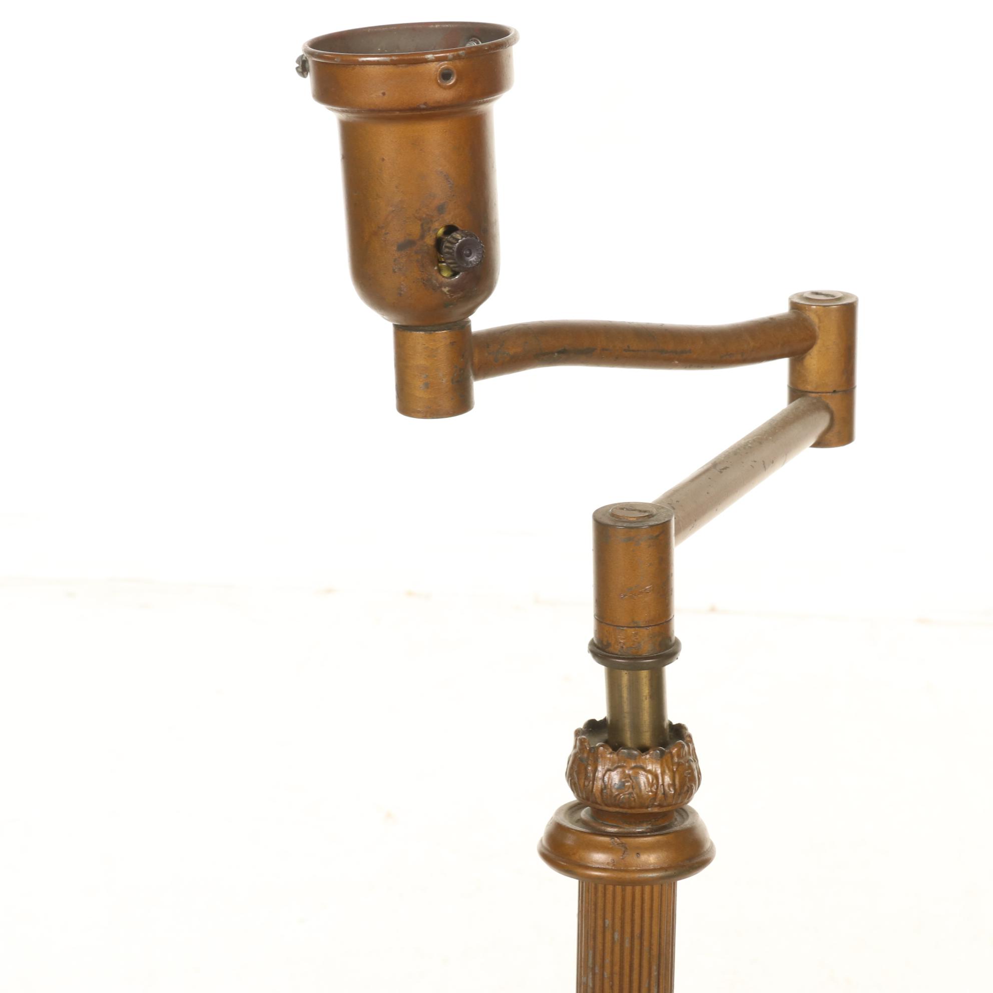 Swivel Arm Floor Lamp With Mirror and Two Oil Lamps