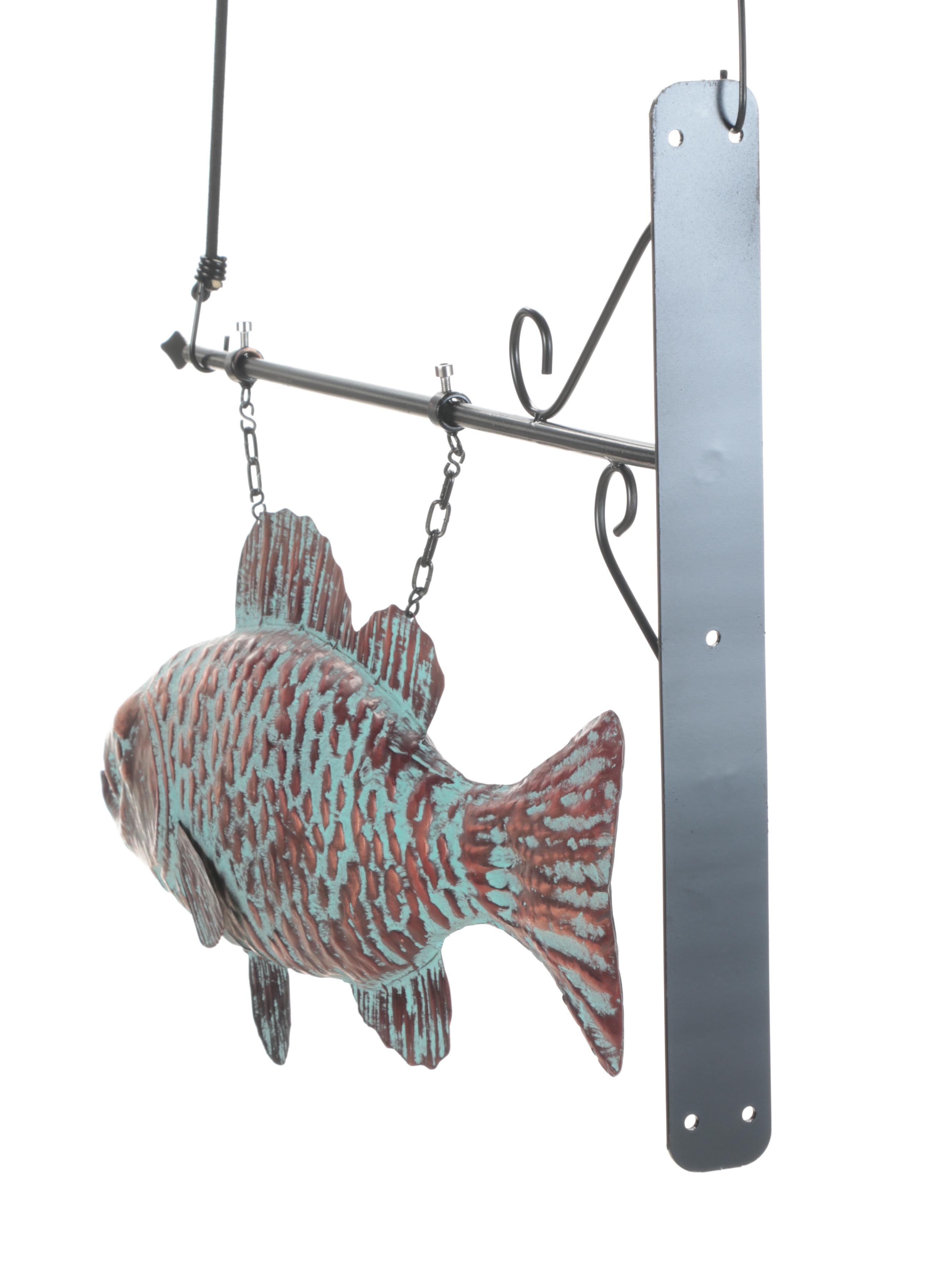 Patinated Copper Wall-Mount Hanging Fish Sign