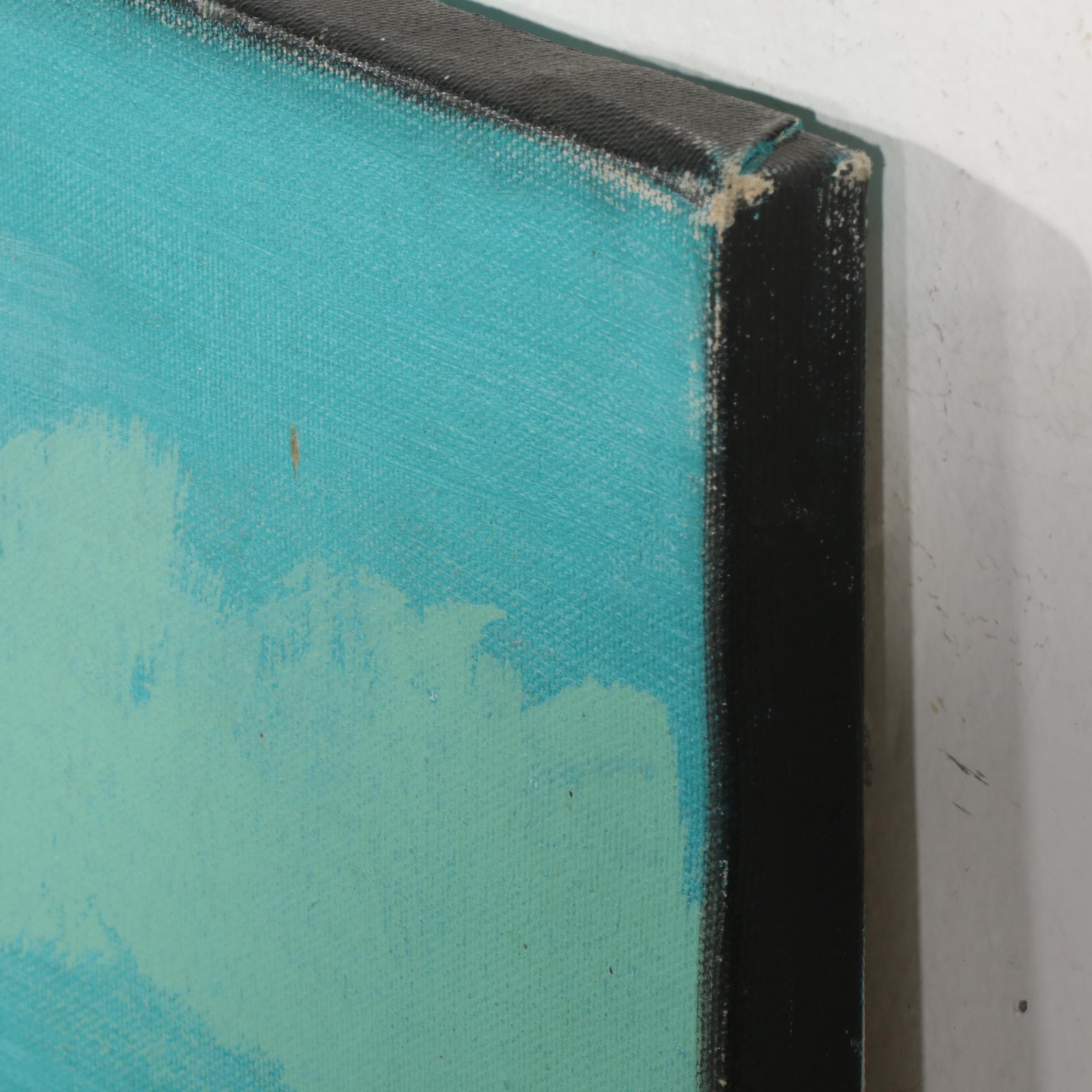 Folk Art Oil Painting of Flower, Late 20th Century