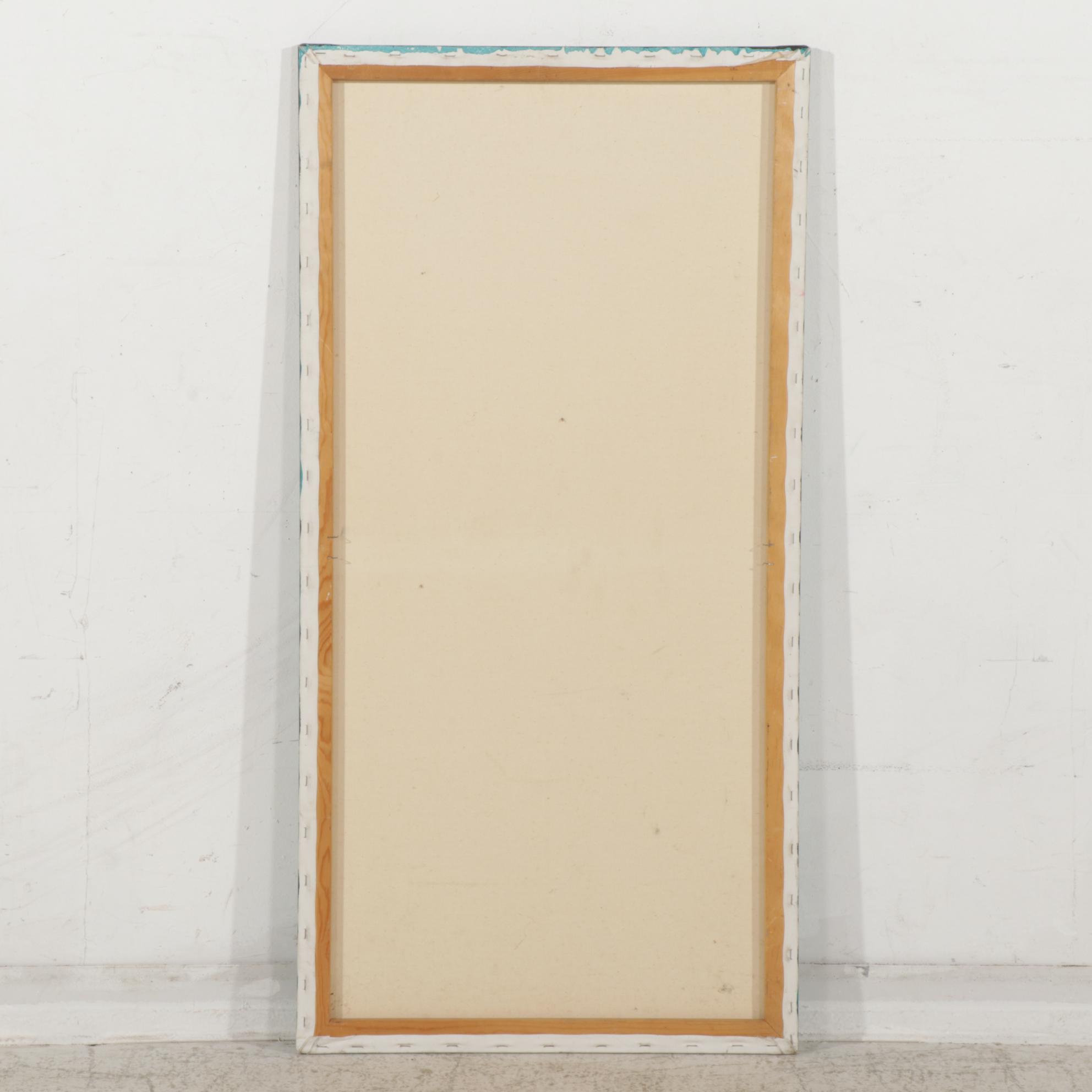 Folk Art Oil Painting of Flower, Late 20th Century