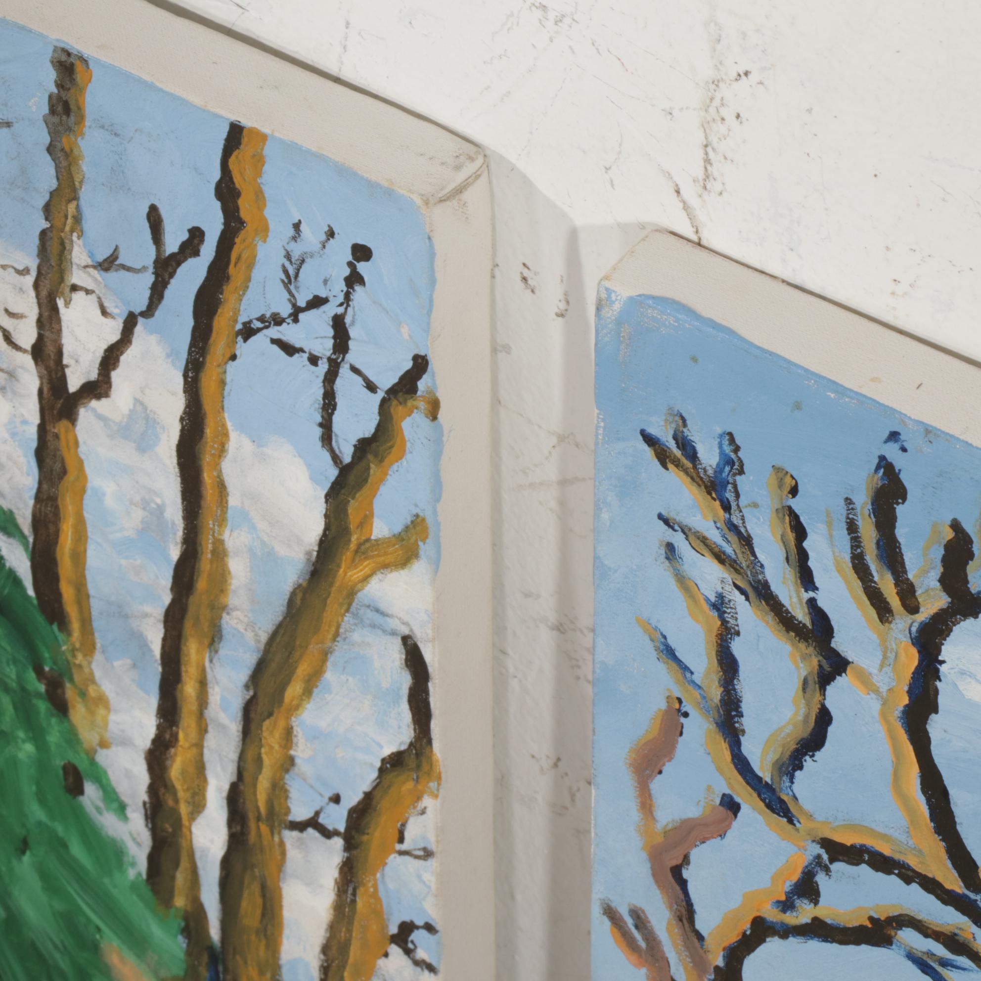 Charles Gelsleichter Acrylic Paintings of Rural Cottages, Circa 2000