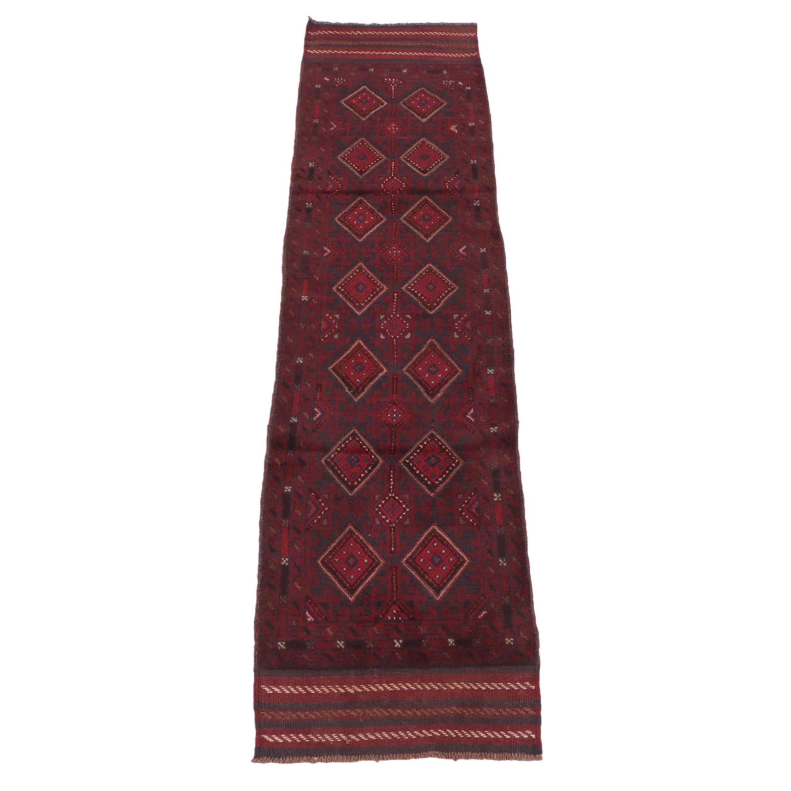 2' x 8'2 Hand-Knotted Afghan Mixed Technique Carpet Runner