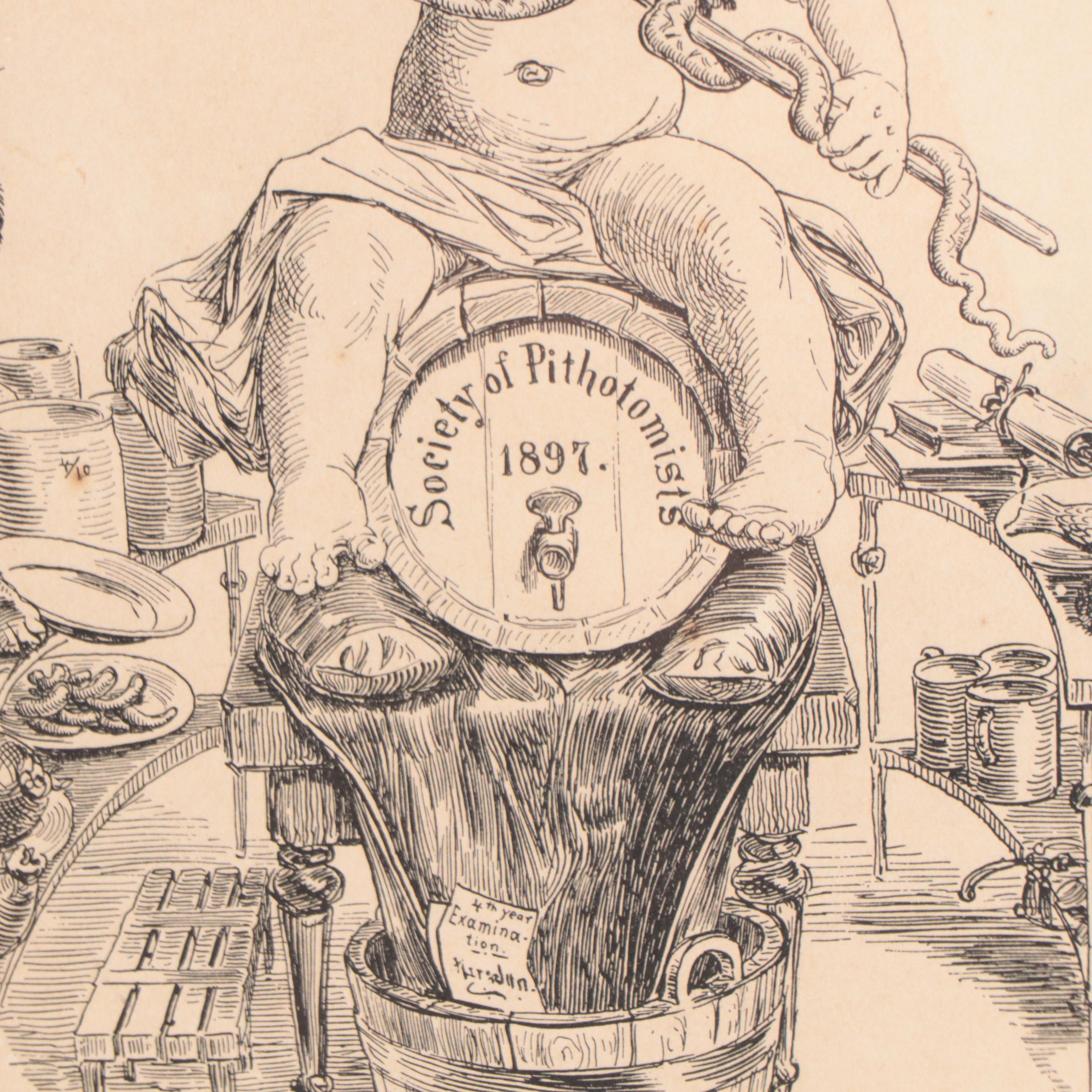 Max Broedel Lithograph "Society of Pithotomists 1897," Circa 1897