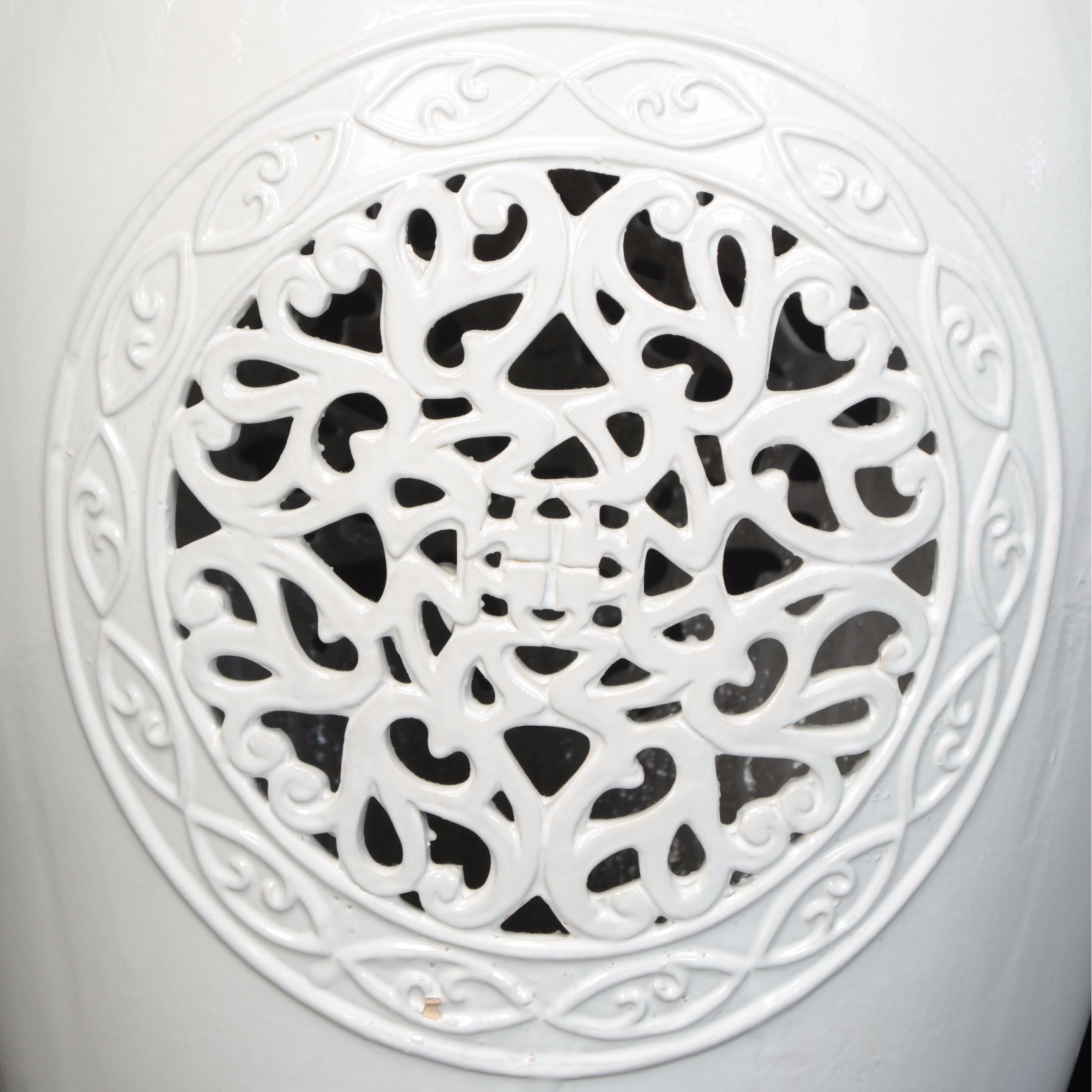 Chinese White Glazed Ceramic Garden Stool with Dragon Handles