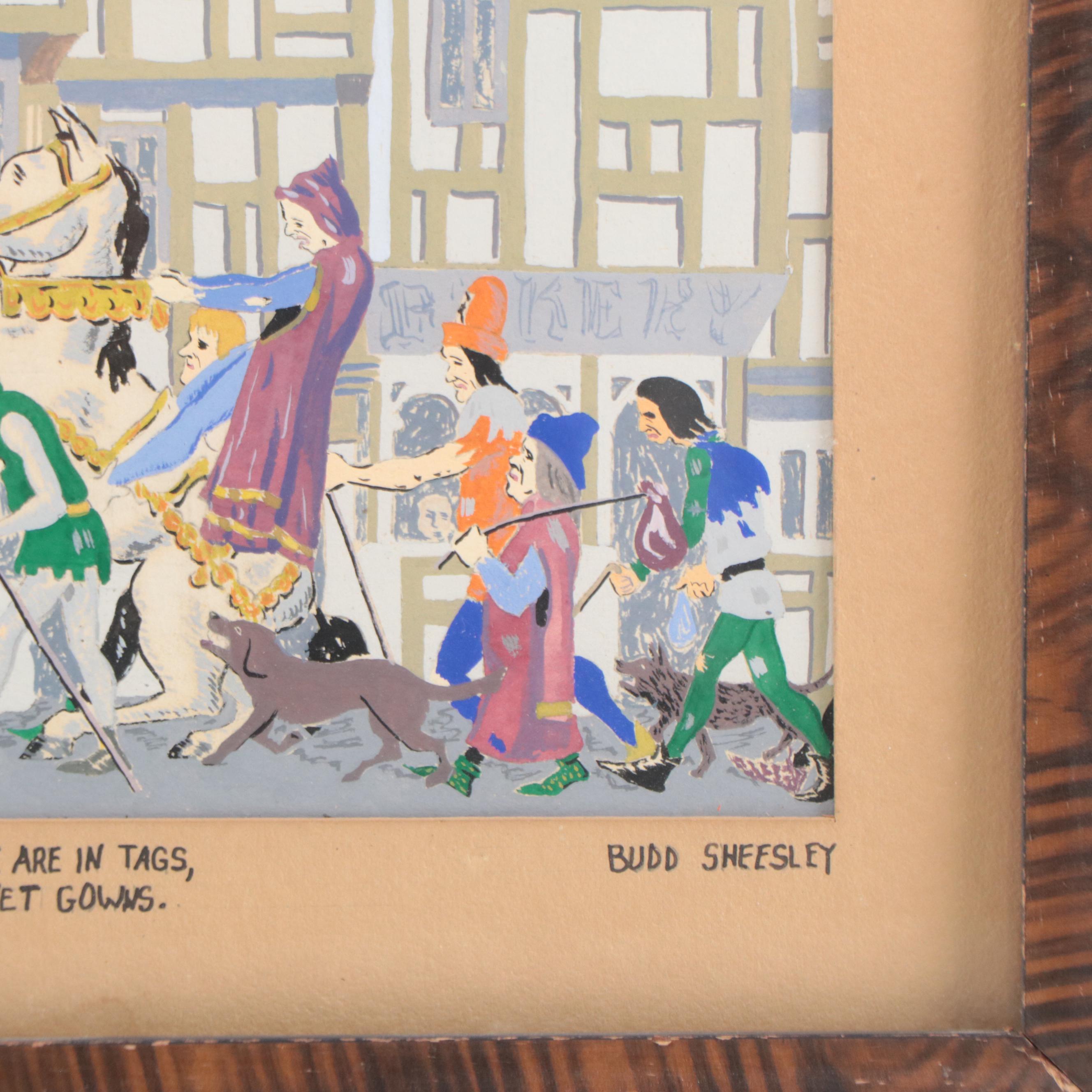 Budd Sheesley Gouache Paintings of Medieval Village Scenes