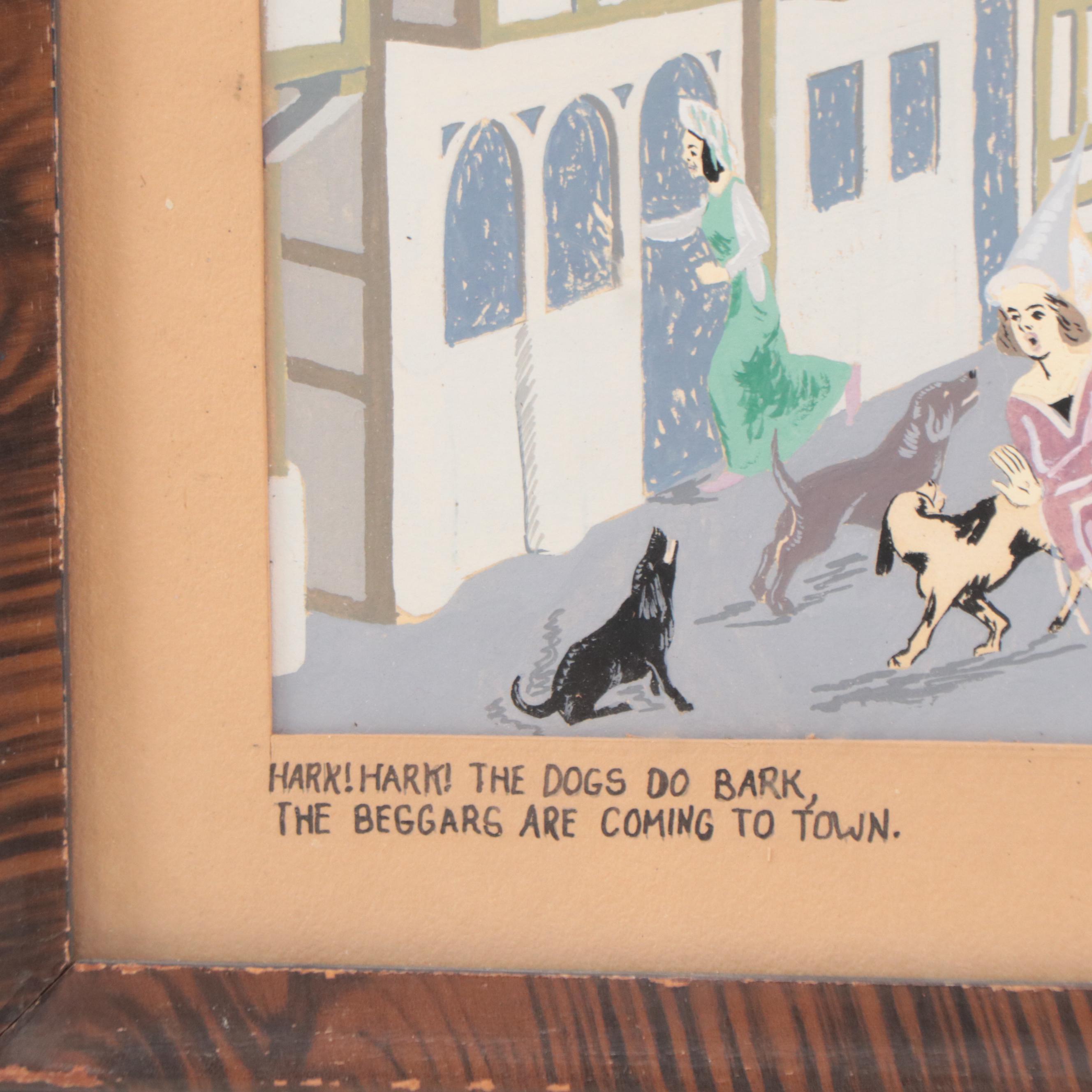 Budd Sheesley Gouache Paintings of Medieval Village Scenes